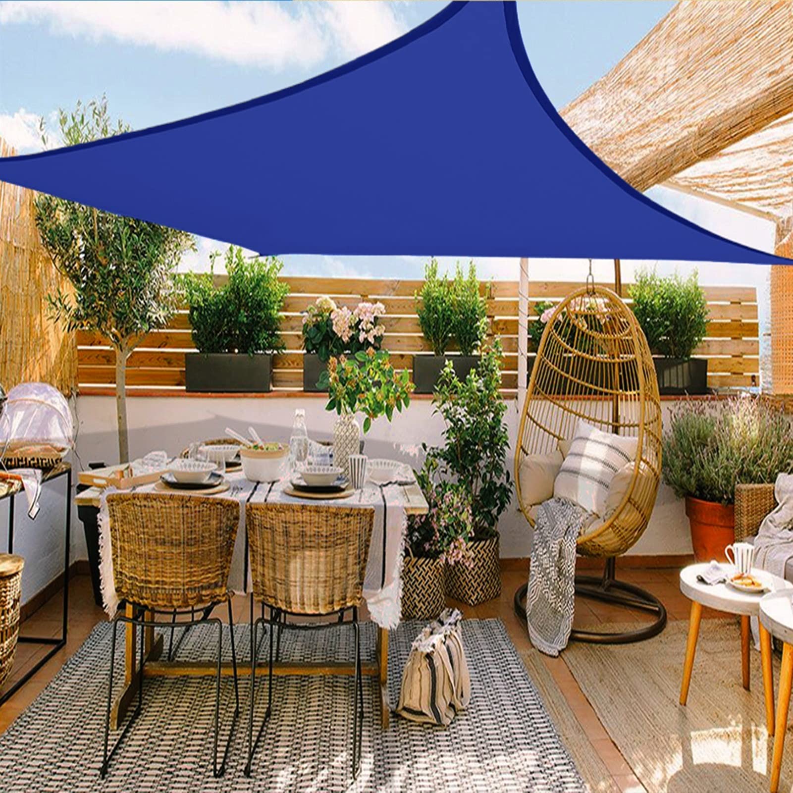 Rechteckige Markise, 3 x 4 m, wasserdicht, verschleißfest, für den Außenbereich, Terrasse, Garten, blau