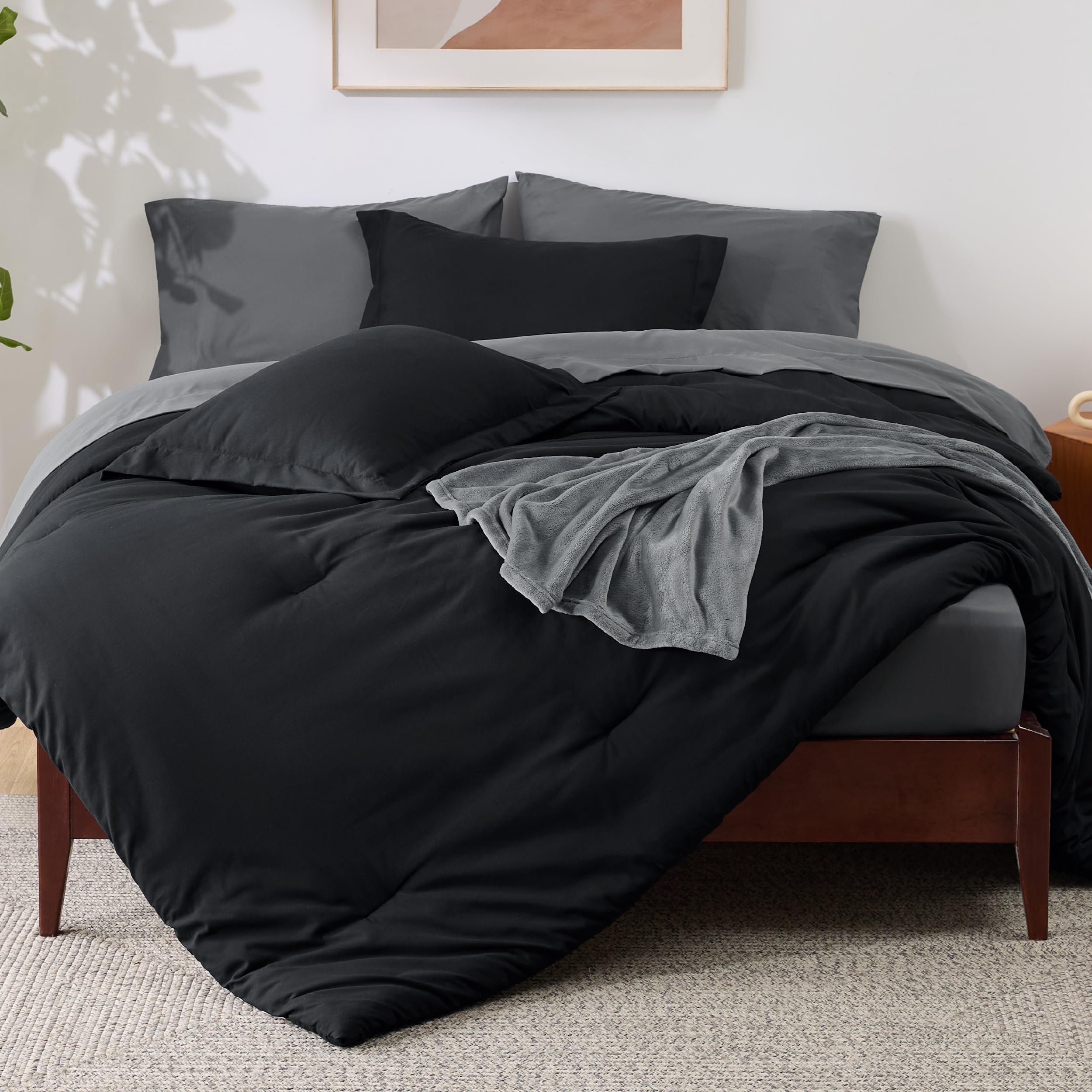 Amazon.com: Bedsure Twin Comforter Set Black, 6 Pieces Prewashed Twin ...