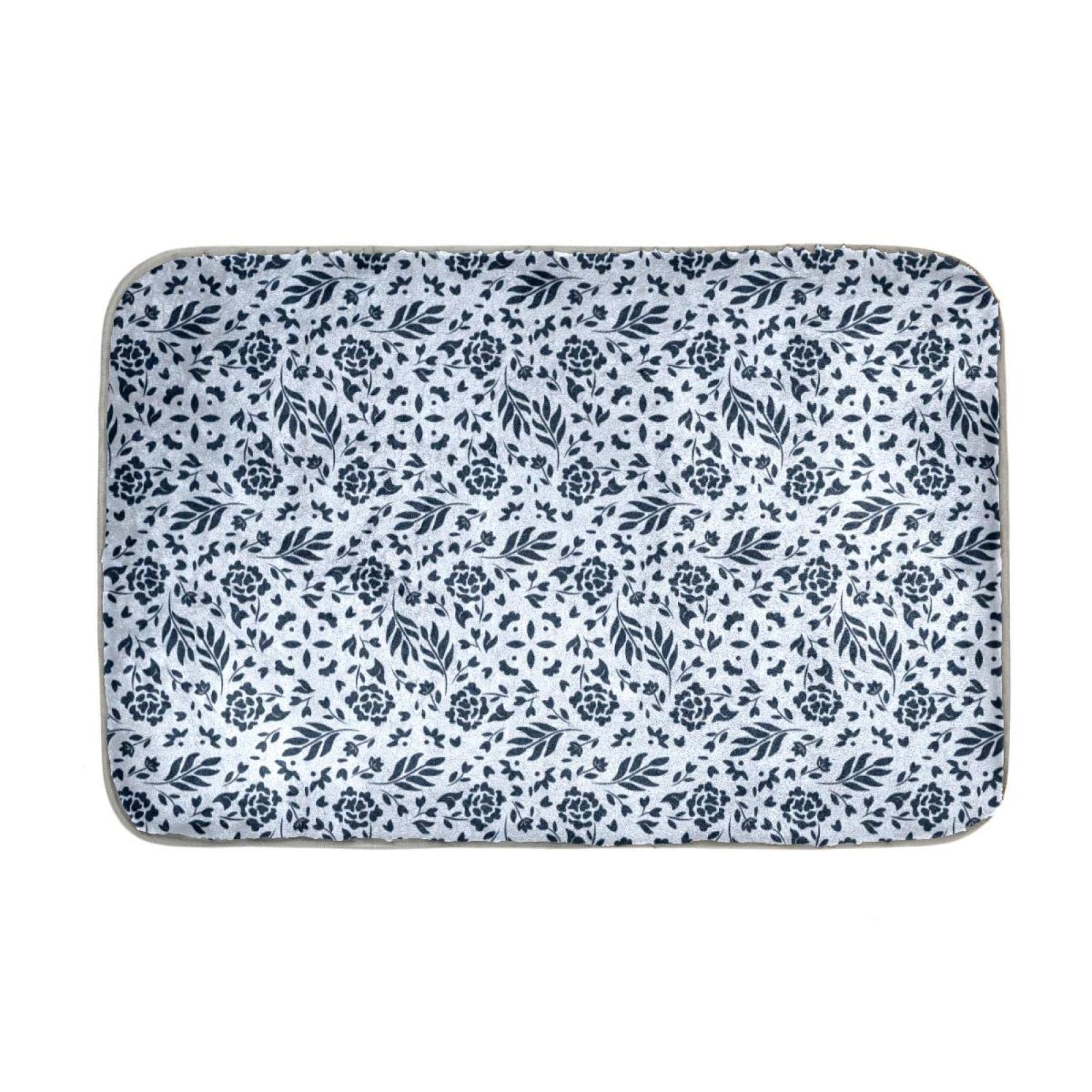 Lyetny Floral Flower Vintage Water Absorbent Bath Mat Bathroom Rug 23.6 x 15.7 Inch Plush Microfiber Bath Mat Non Slip for Floor Indoor