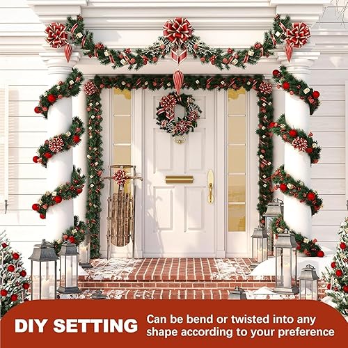 Miniatura 5 de Guirnalda de Navidad de 54 pies  3 soportes de guirnalda artificial de hoja perenne suave para decoración de Navidad, guirnaldas no iluminadas para