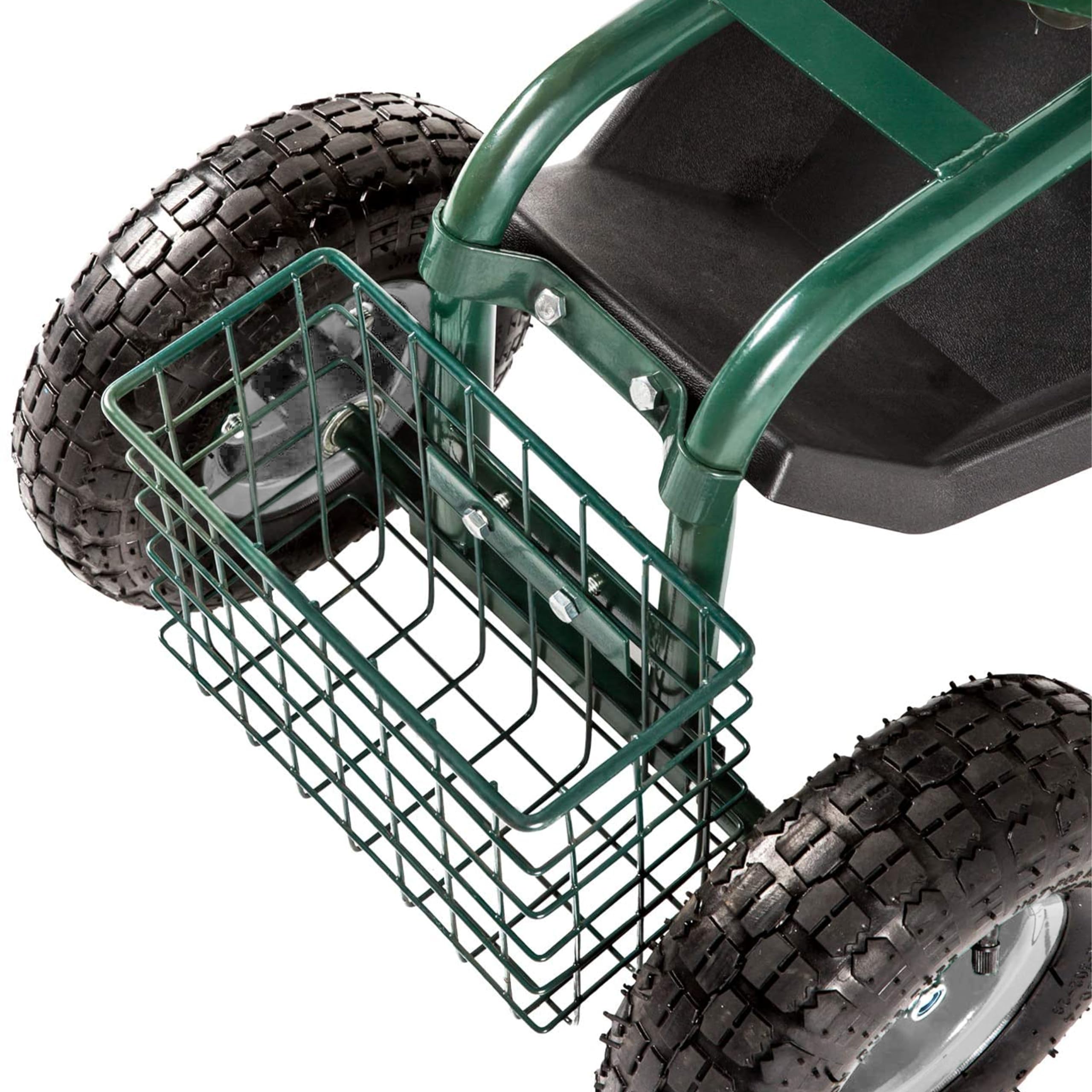 AXI AG22 Asiento de Jardin con Ruedas en Verde | Taburete de Jardinero con Caja de Almacenamiento | Carro de jardineria metalico con Carga MAX. 150 kg.