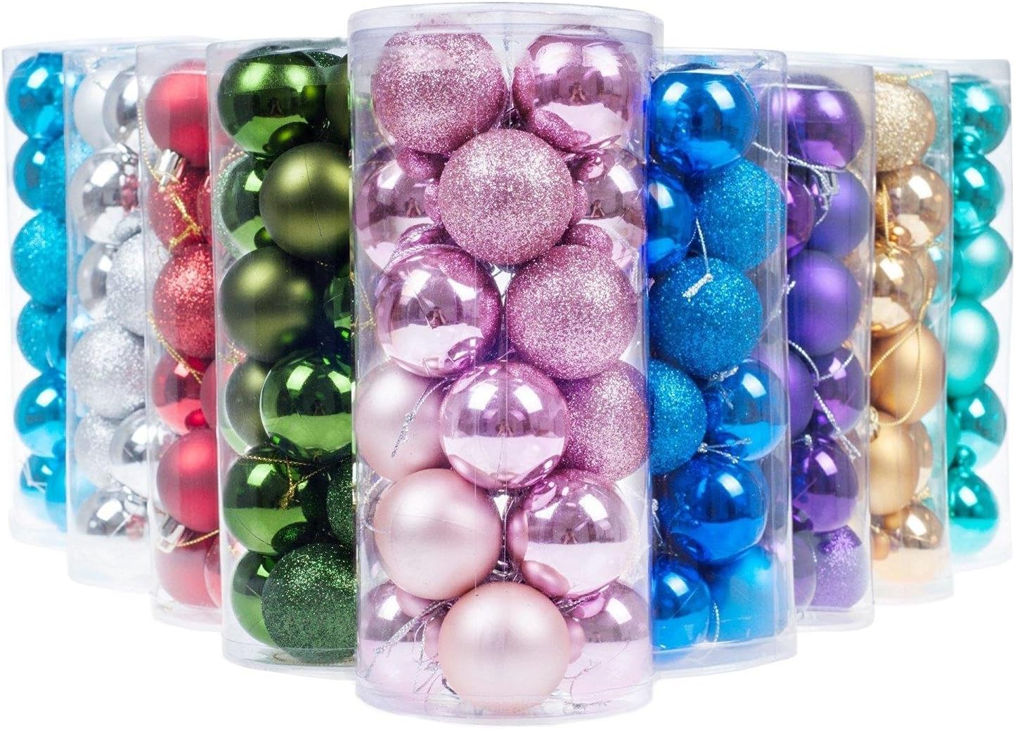 DESHIR 24pcs Christmas Tree Balls Decorations Ornaments Small Shatterproof Xmas Trees Wedding Parties Mini Tree Decoration (3-Finish, 1.57 inch 40mm )