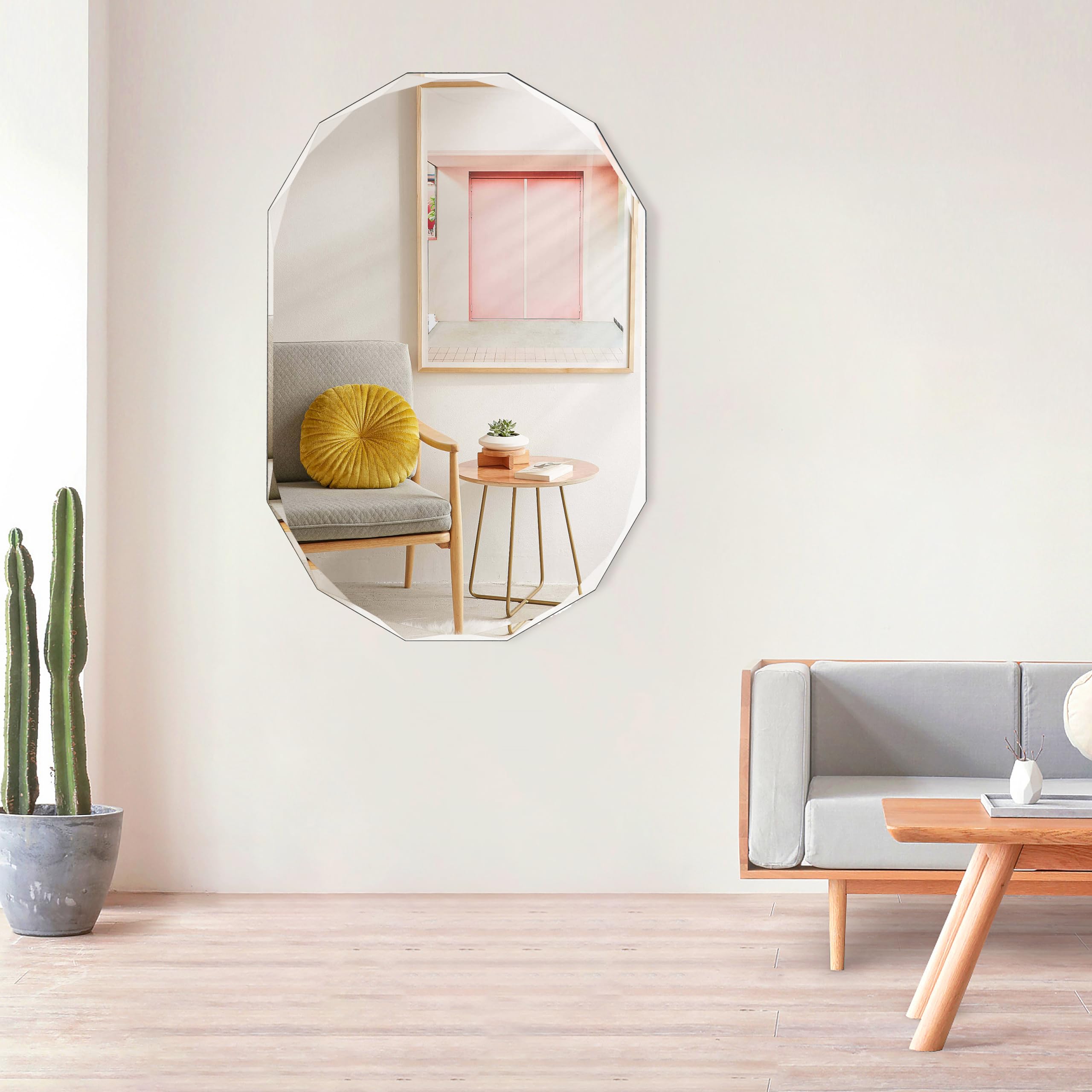 Bathroom Mirror,Wall Mirror for Living Room,Diamond Shape Wall Mounted Mirror for Home Office Bedroom (24x36 inches)