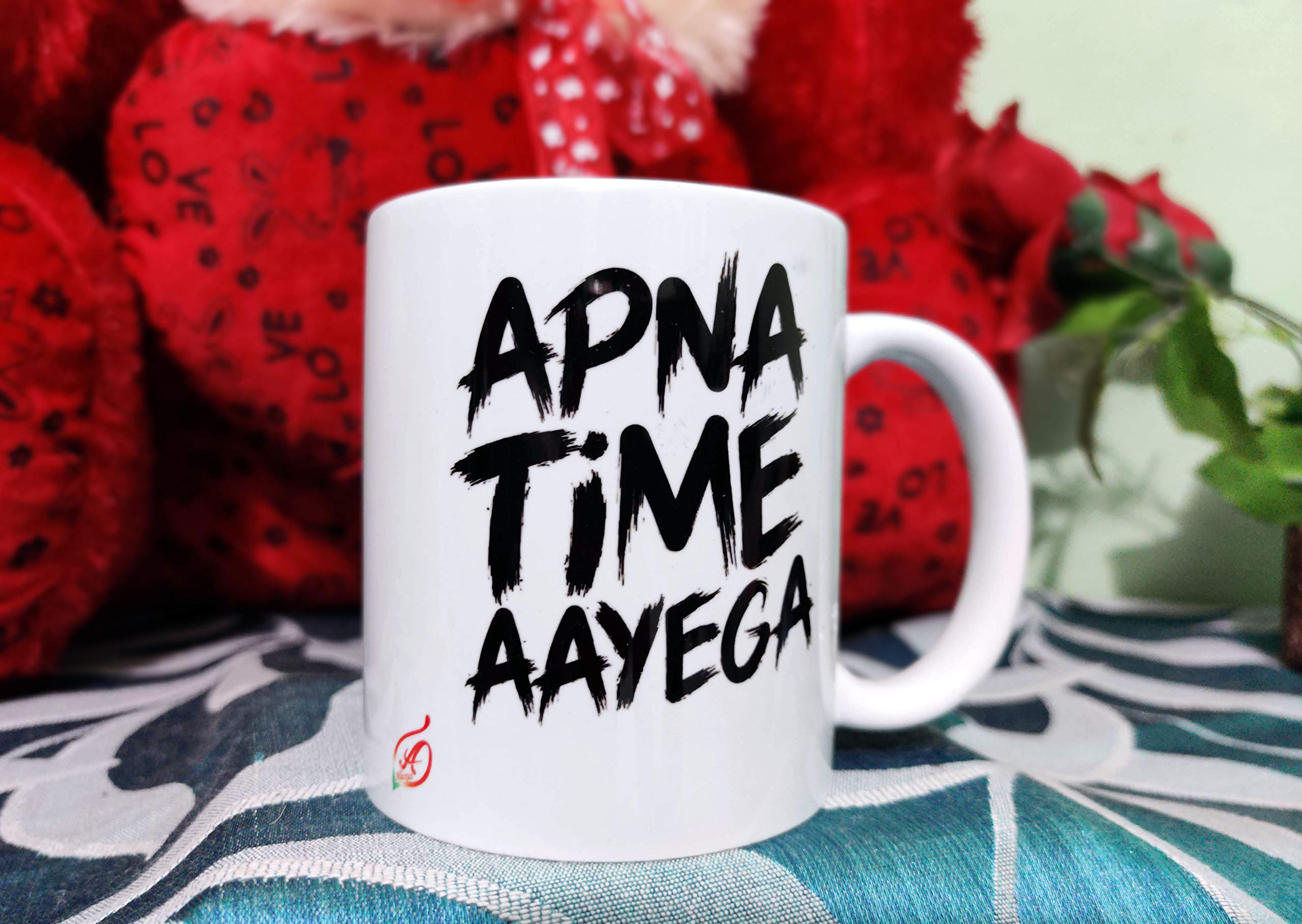 Alexus Apna Time Aayega Ceramic Coffee Mug Slogan Quote Printed Ceramic Coffee & Tea Mug, Cup Best Gifts for Wedding/Anniversary/Couple/Marriage/Birthday/Return Gift -(350 ML) - White