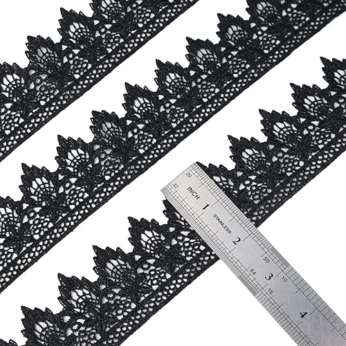 Miniatura 3 de SEWDIYTR Ribete de encaje negro de 2 pulgadas de ancho borde bordado para costura manualidades boda apliques de boda decoración del hogar 45 yardas