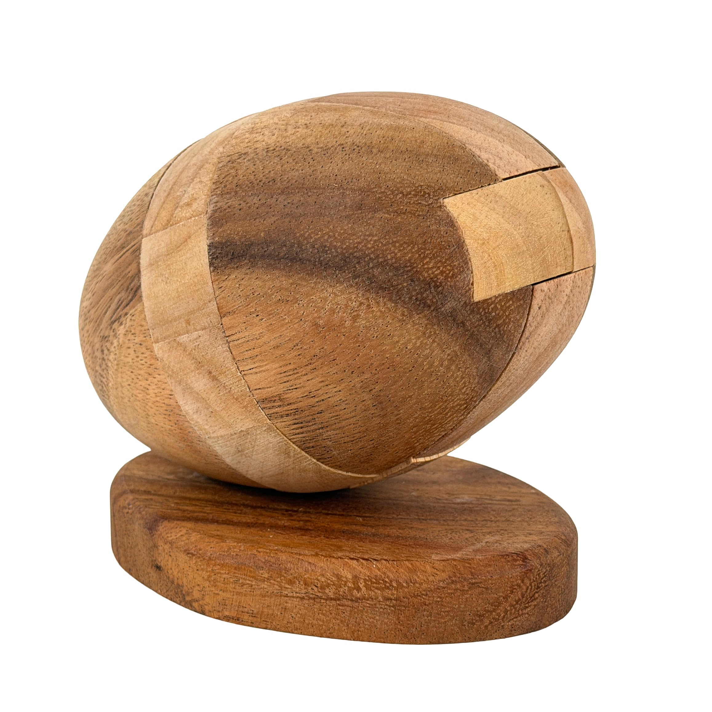wooden rugby ball ornament puzzle, 10 x 15 cm - Image 3