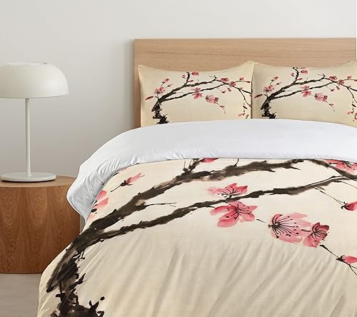 Miniatura 5 de Juego de funda de edredón Ambesonne, multicolor, en colores y tres tamaños, Tela, Marrón rosa, King