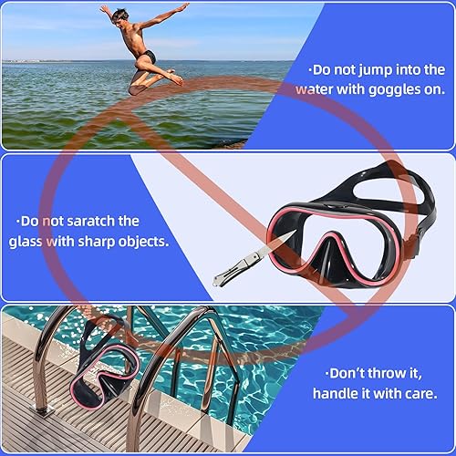 Miniatura 4 de Máscara de buceo con máscara de buceo para adultos, hombres y mujeres, con cubierta de nariz, vidrio templado antivaho marco único vista panorámica