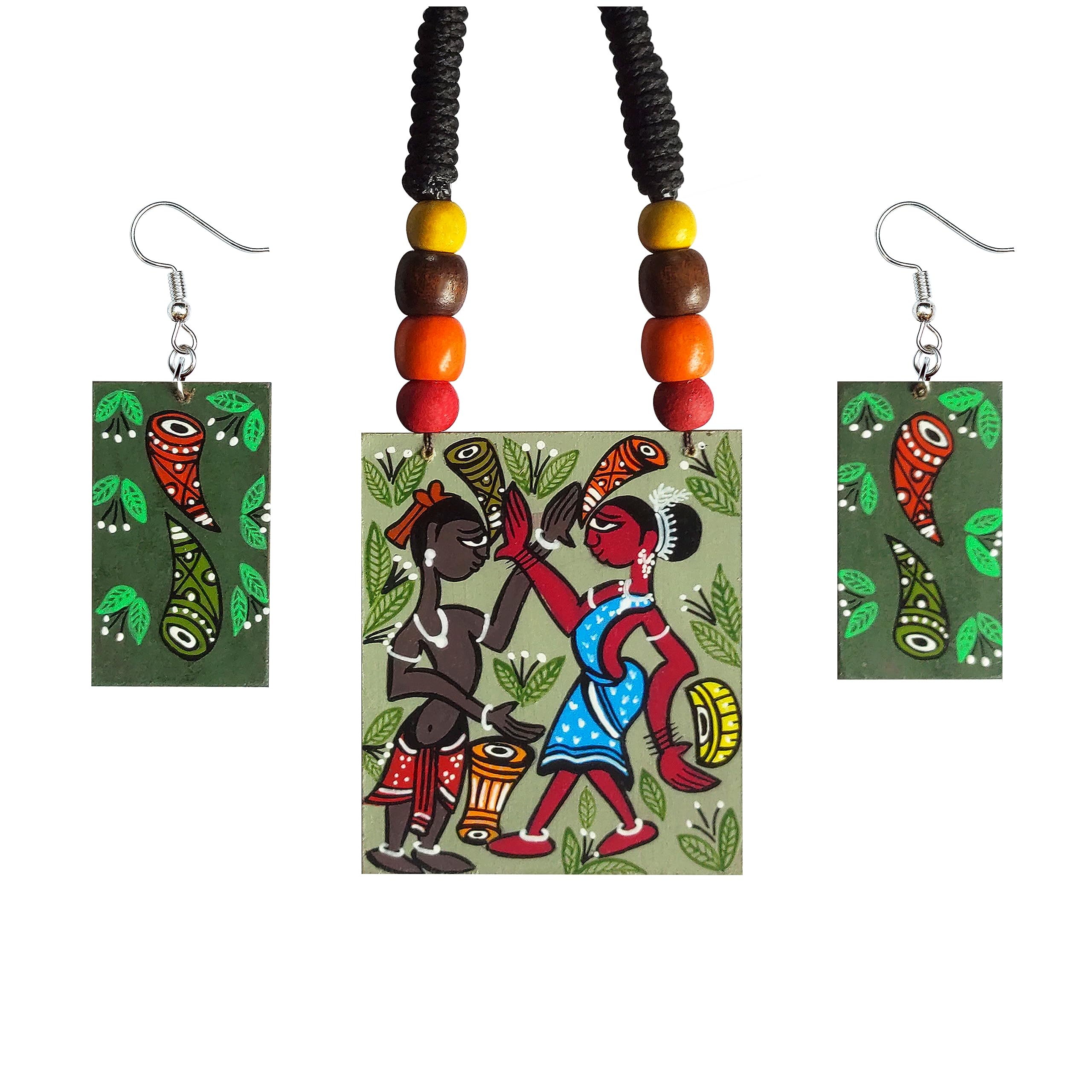 Karukala Handicraft Pingla Poto Chitra Couple Painted jewelry Necklace handmade jewellery Sets for Women & girls (Size- Free, Colour- Multi)
