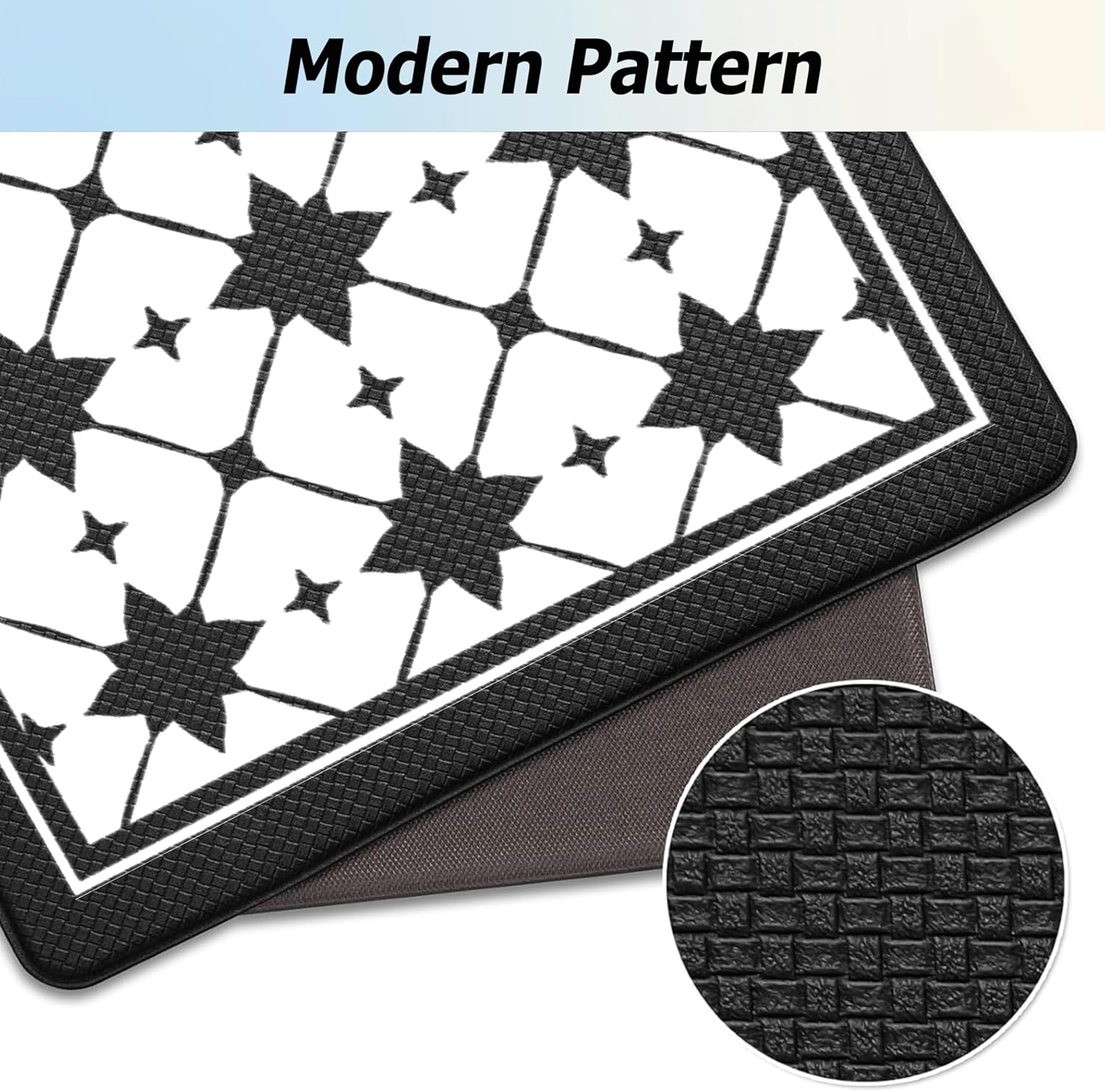 Artnice Kitchen Mat 2 PCS, Black White Plaid Cushioned Anti-Fatigue Kitchen Rug, Waterproof Non-Slip Kitchen Mats and Rugs, Heavy Duty Ergonomic Comfort Rug for Kitchen, Floor, Office, Sink