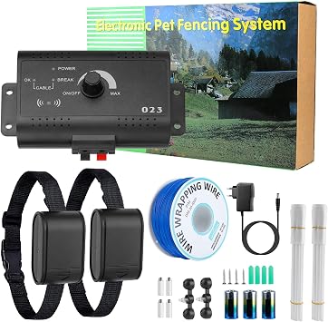 Moclever Wireless Dog Fence System 1.2 Acre Electric Pet Containment System w/Waterproof Shock Collar, Underground 984FT Wire, Safe & Adjustable Boundary for Small, Medium & Large Dogs