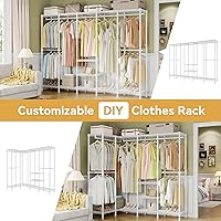 Vista 3 de H5 - Perchero de ropa extra grande resistente, perchero de alambre para ropa, perchero independiente para colgar ropa, armario con estante