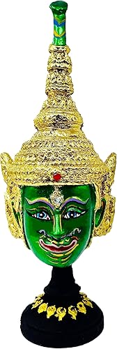 Miniatura 7 de Máscara tailandesa de Khon, esculturas tailandesas, drama de resina Ramayana, coleccionable, decoración tailandesa, manualidades, decoración, figura