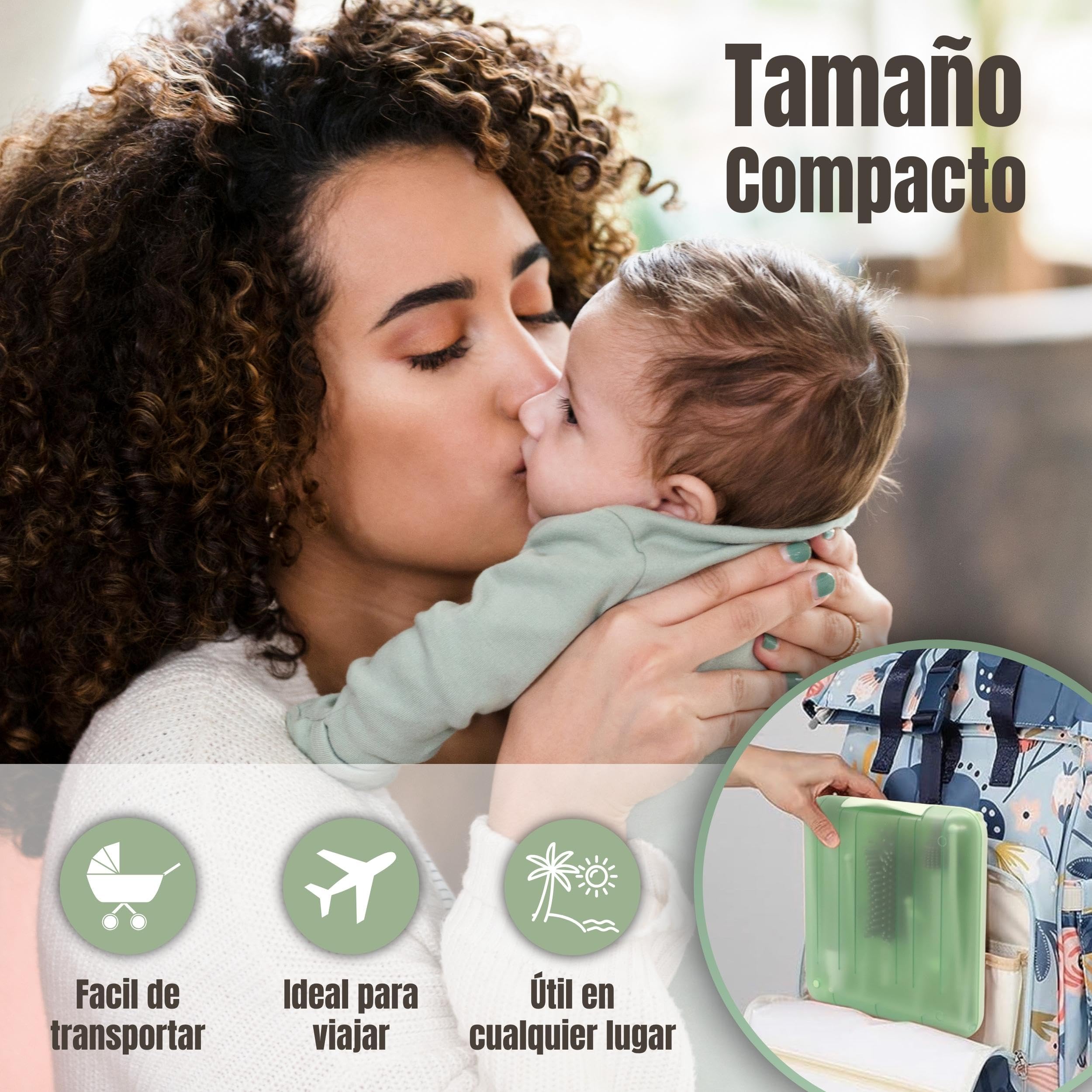 Set Escurre Biberones con Limpia Biberones - 6 en 1 Kit Cepillo Limpia Biberones con escurre biberones Plegable - Portatil - Transportable - Regalo para Bebe - SIN BPA - Verde
