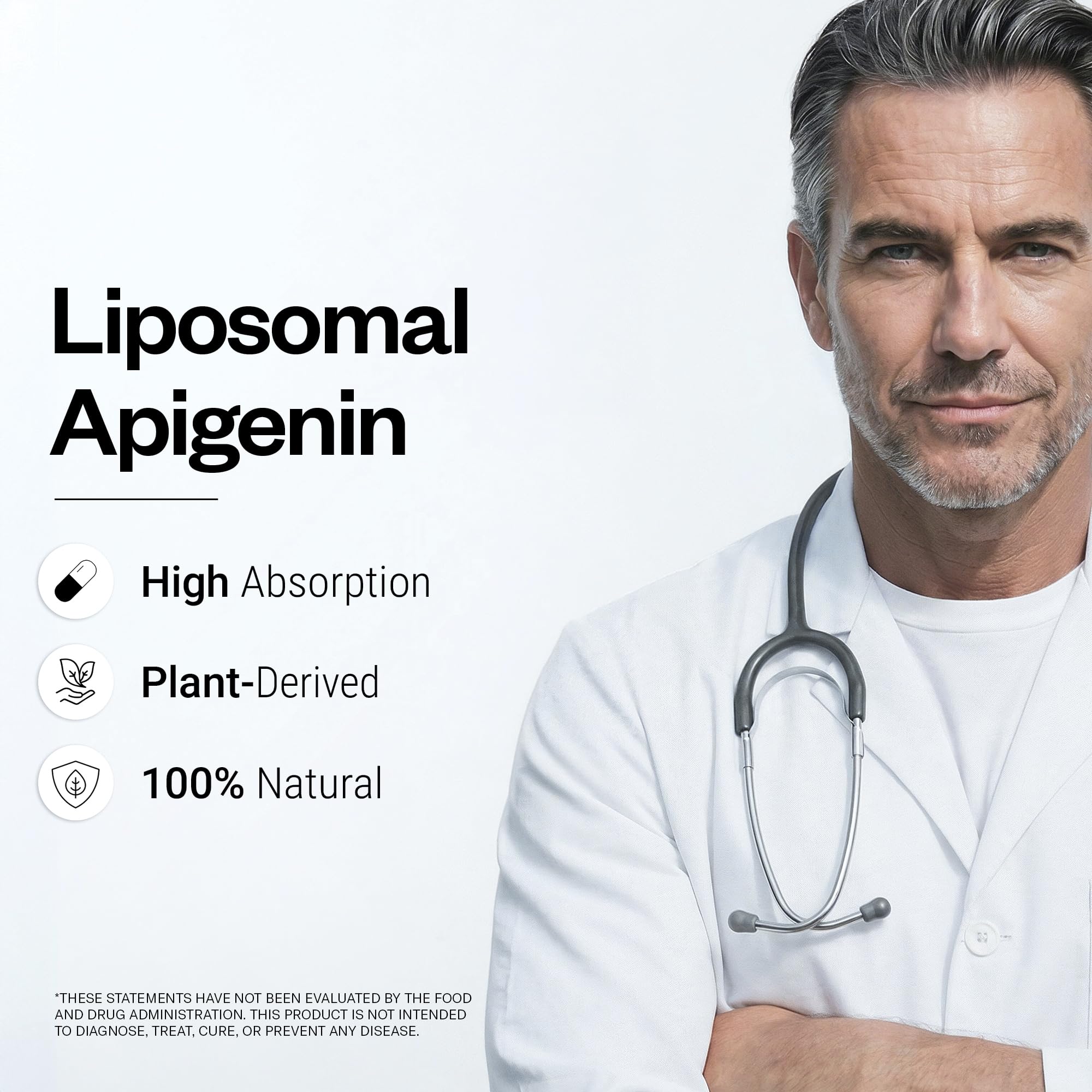 Liposomal Apigenin - Apigénine Liposomale Haute Biodisponibilité - Longévité, Relaxation et Santé Cérébrale - NAD booster - Complément Alimentaire Anti-Âge - 30 Gélules Végétales - SuperSmart