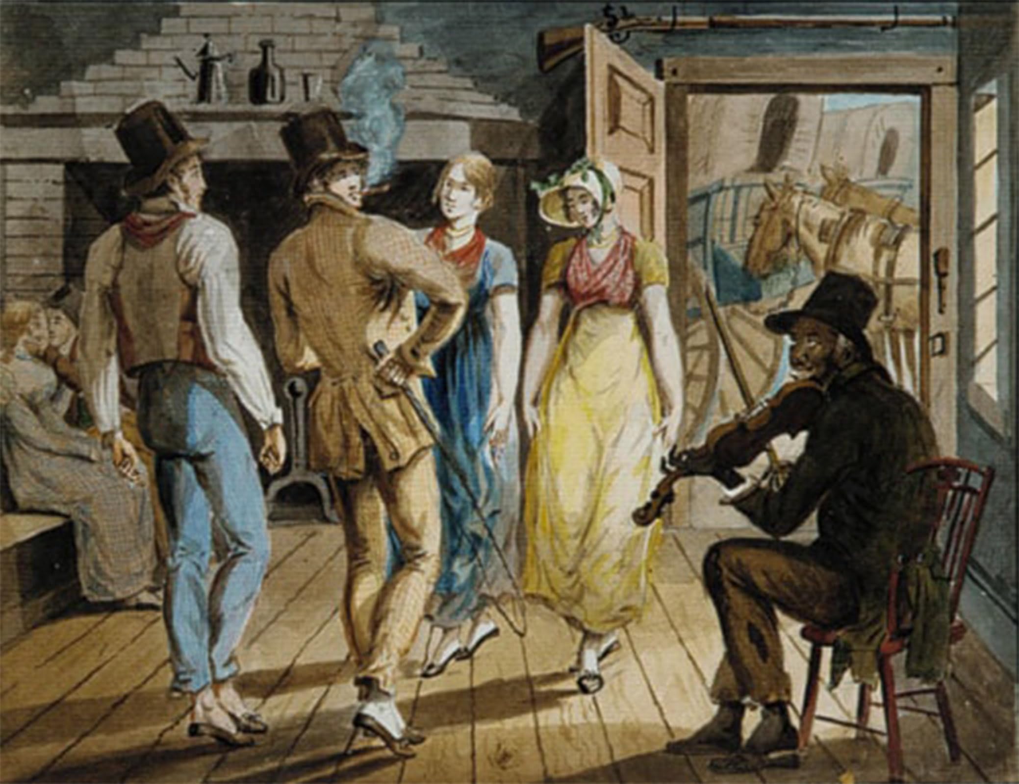 SERENDIPITP Vintage Picture Print on Canvas Wall Art Poster Merrymaking At a Wayside Inn by John Lewis Krimmel Artwork Print Poster for Wall Decor 60x90cm