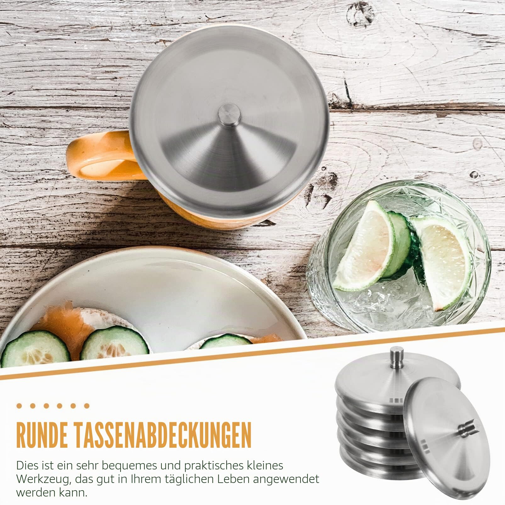 Glasabdeckung 6 -Tassendeckel, Becherdeckel, 9,5 cm Dosendeckel