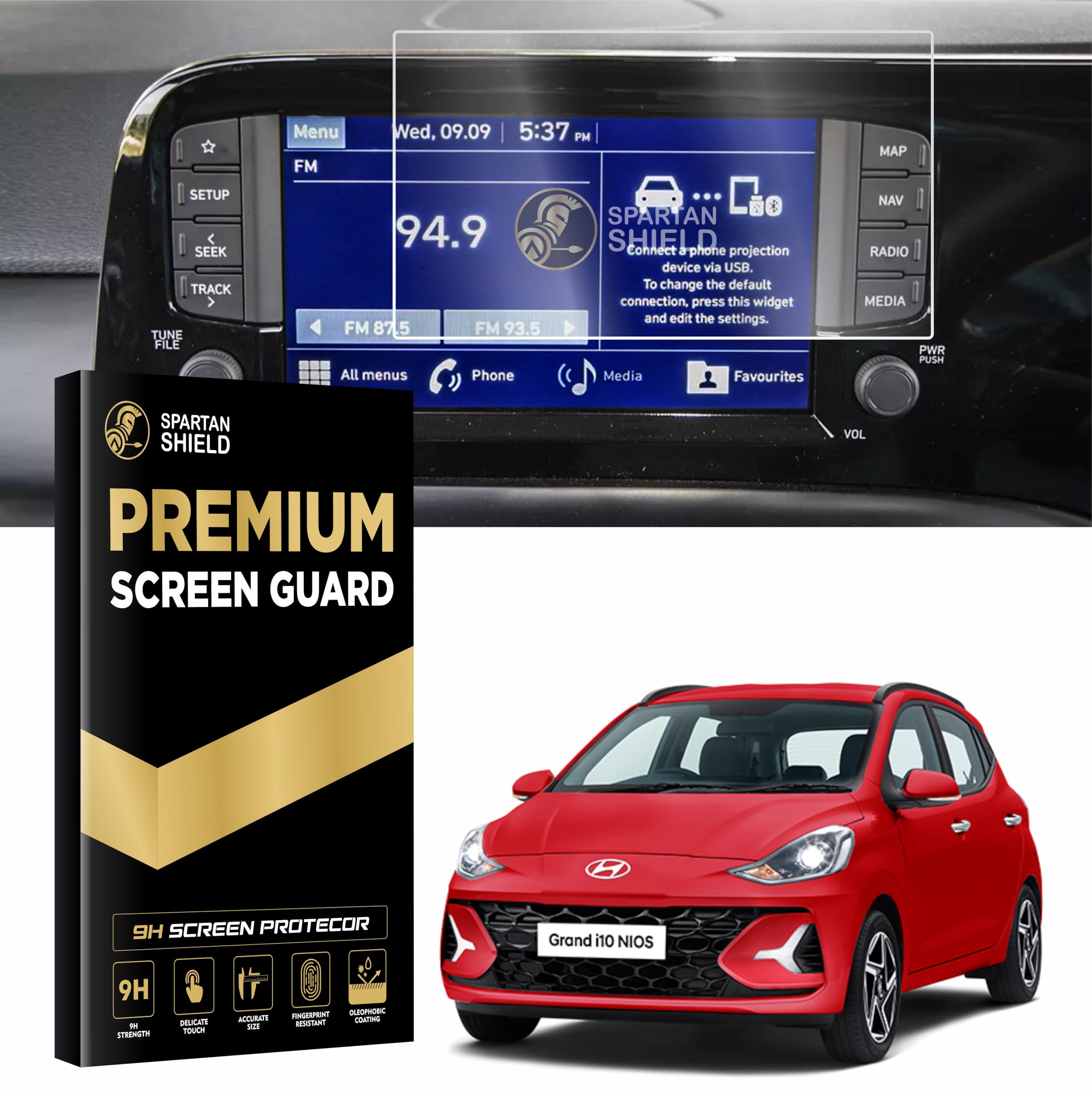 Spartan Shield Glass Screen Guard Protector Compatible With Hyundai Grand 10 Nios 2023 Facelift Sportz,Asta (8 Inch),Anti Glare,9H Hardness,Ultra Clear,Car Display Gps Infotainment System Accessories (B0BRVC7K85) Amazon Price History, Amazon Price Tracker