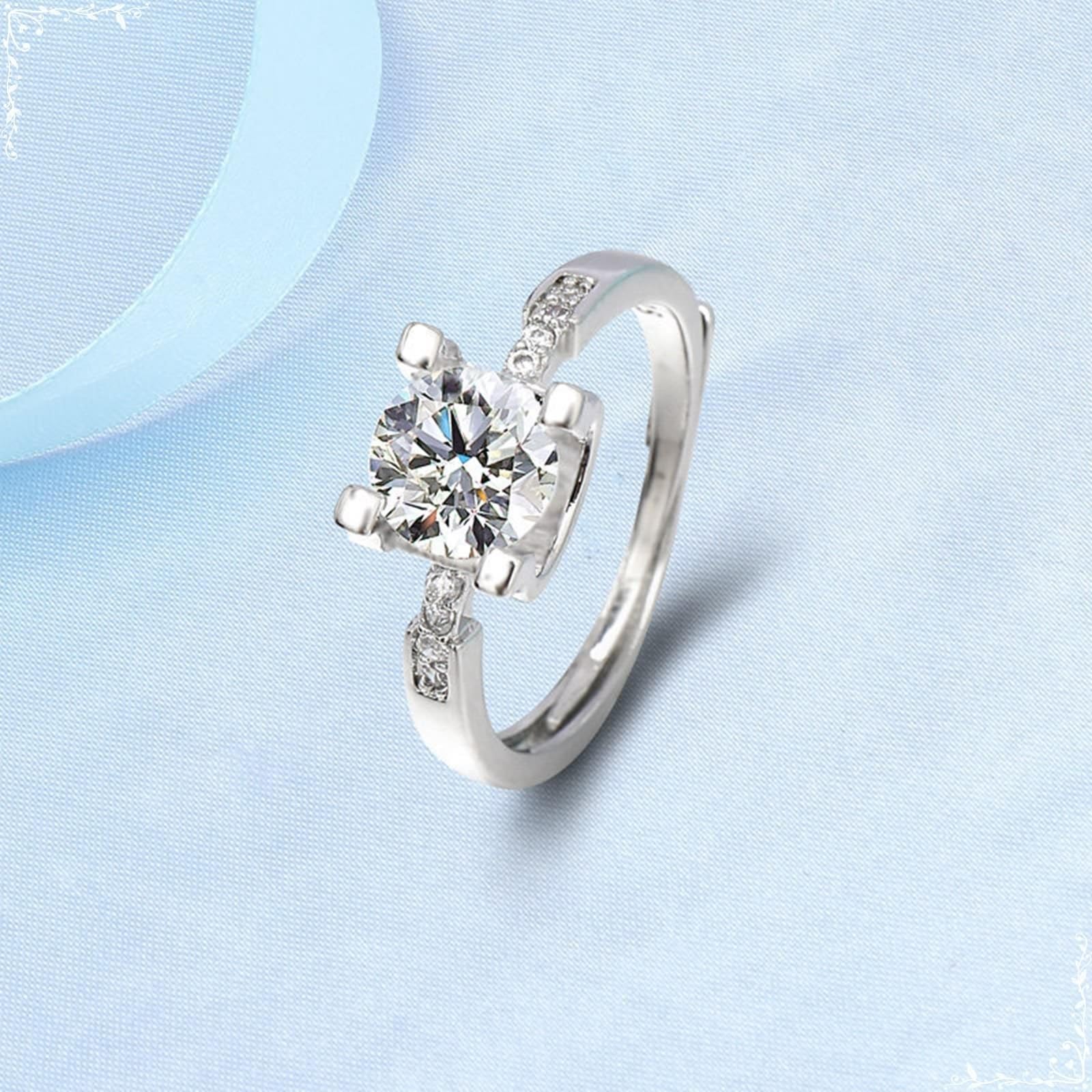 Obrączki ślubne Moissanite białe złoto obrączka ślubna kobiety 18K cztery pazury z cyrkonią rozmiar H 1/2 moda dla pań biżuteria na Święto Dziękczynienia