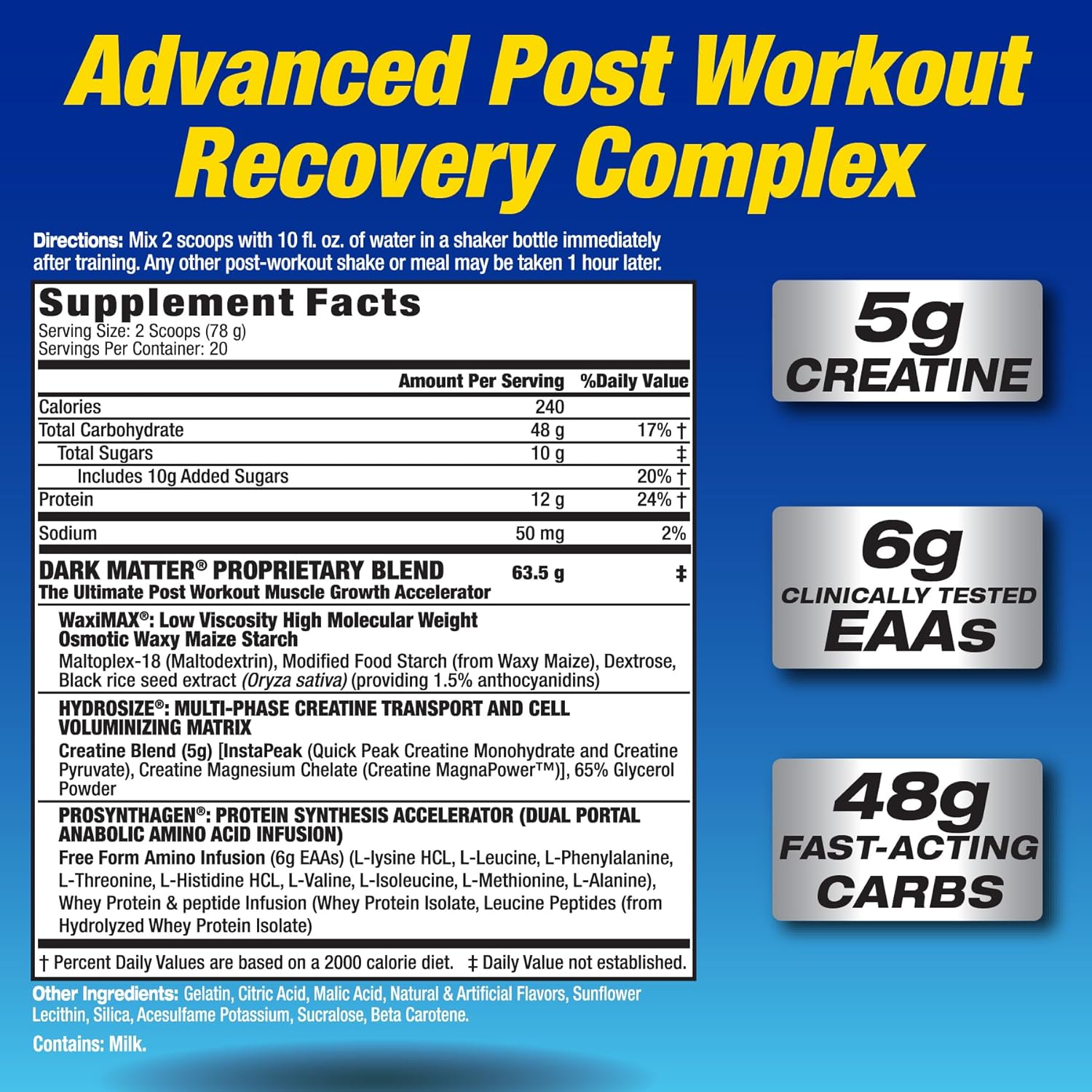 Mhp Dark Matter Post Workout, Recovery Accelerator, W/Multi ...