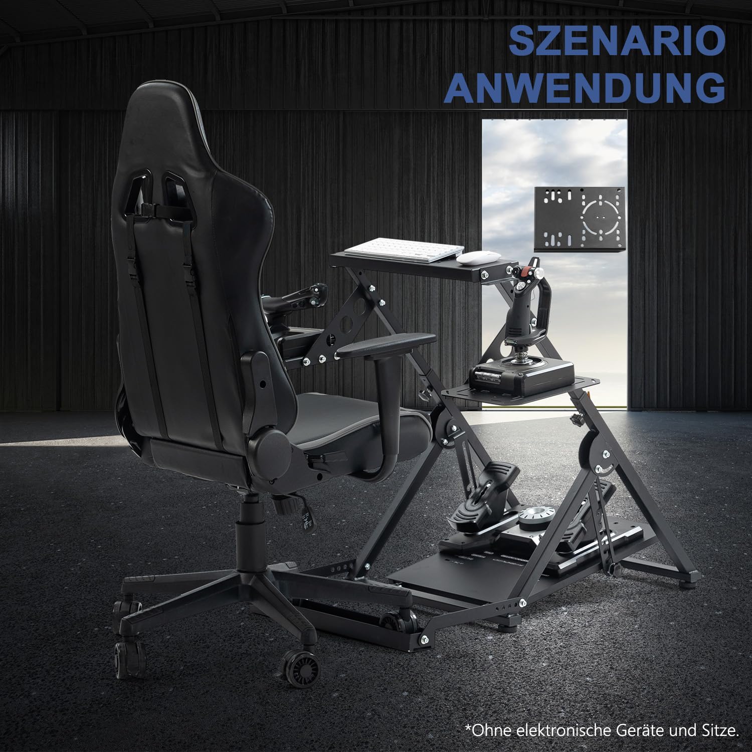 Anman Foldable Flight Simulation Cockpit 3.0 mit Fixed Slot für Logitech, Thrustmaster, Fanatec, Adjustable Pedals
