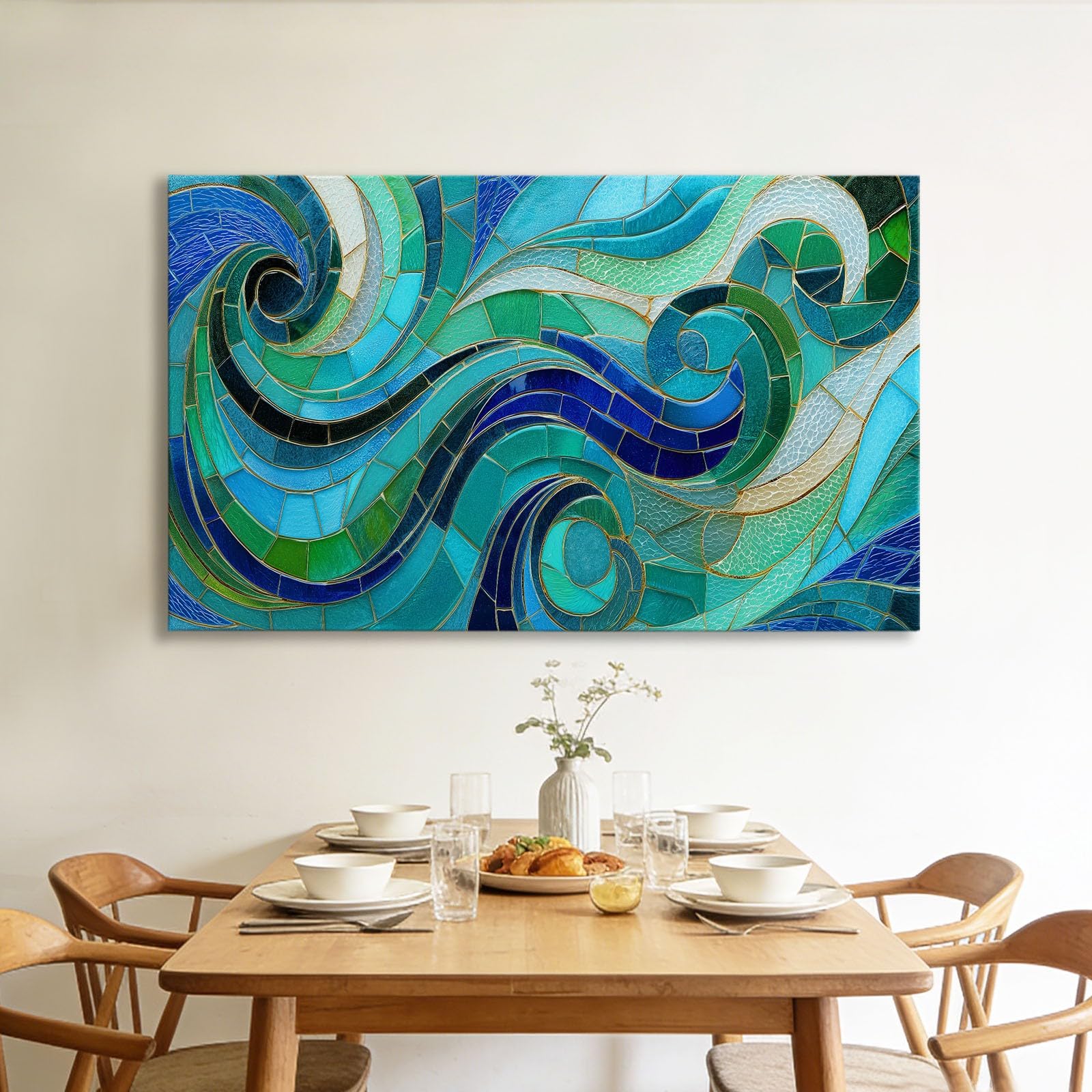 Genérico Cuadros Decoracion Salon Textura Abstracta De Vidrio 140x70cm Lienzo Decorativo con Marco Madera, Laminas Cuadro para Pared, Decoracion Dormitorio Baño Comedor Oficina Hogar