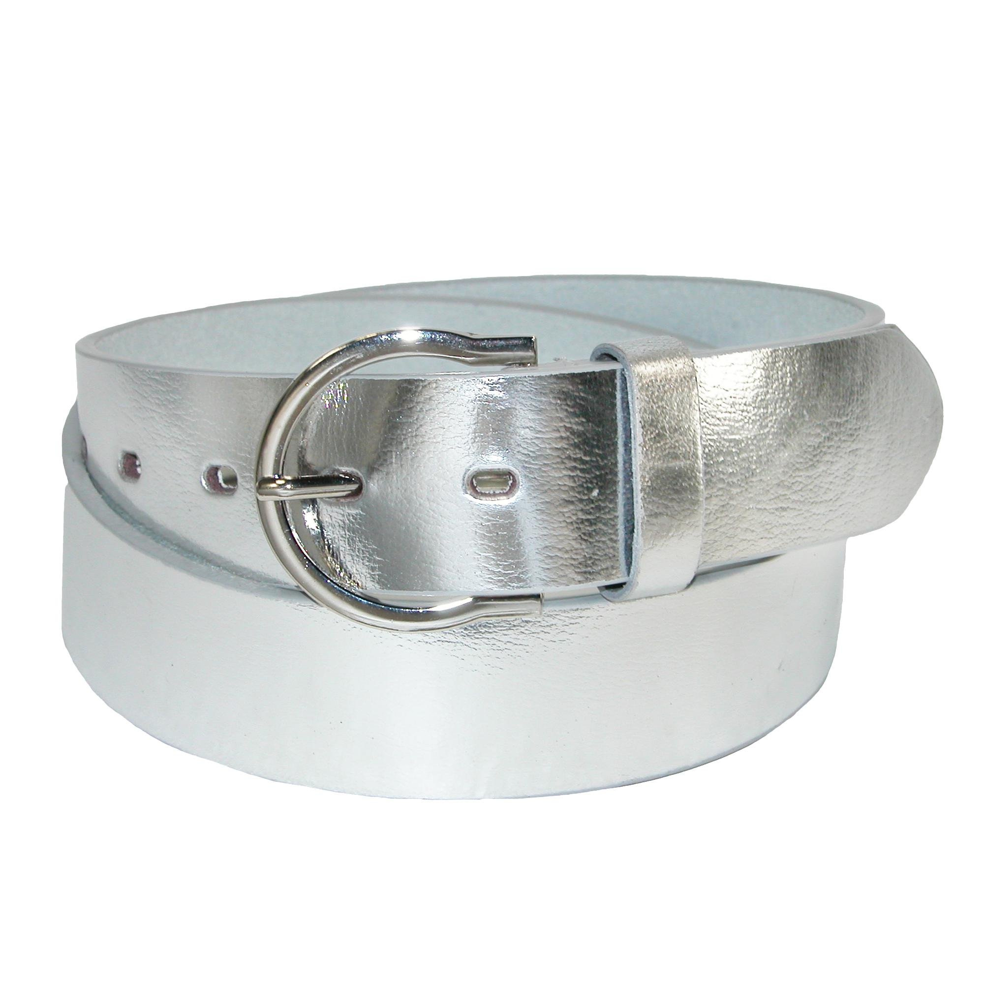CTM Womens 35 mm Wide Basic Bridle Belt, Large, Silver