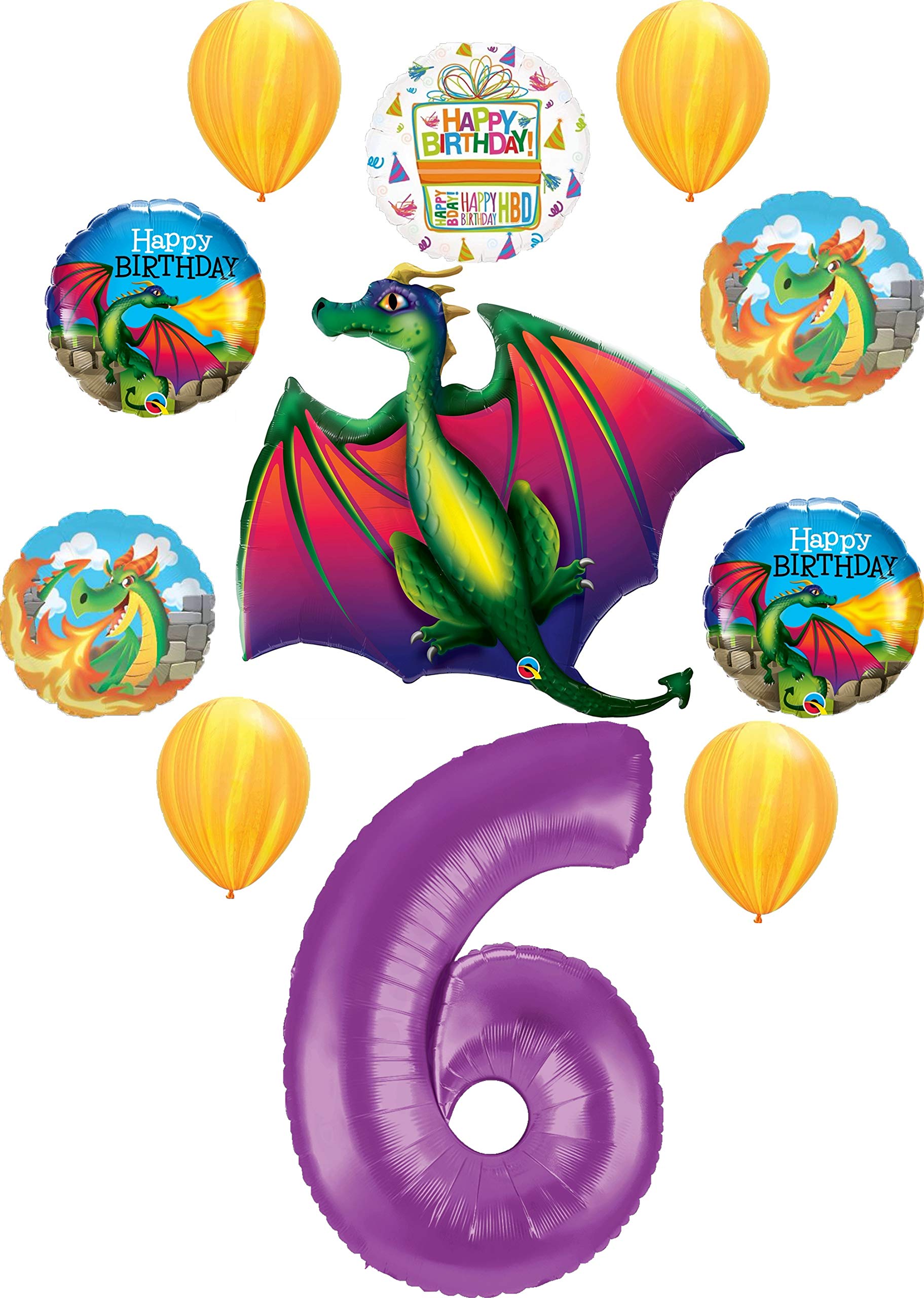 Mystical Dragon 6th Birthday Party Supplies Balloon Bouquet Decorations