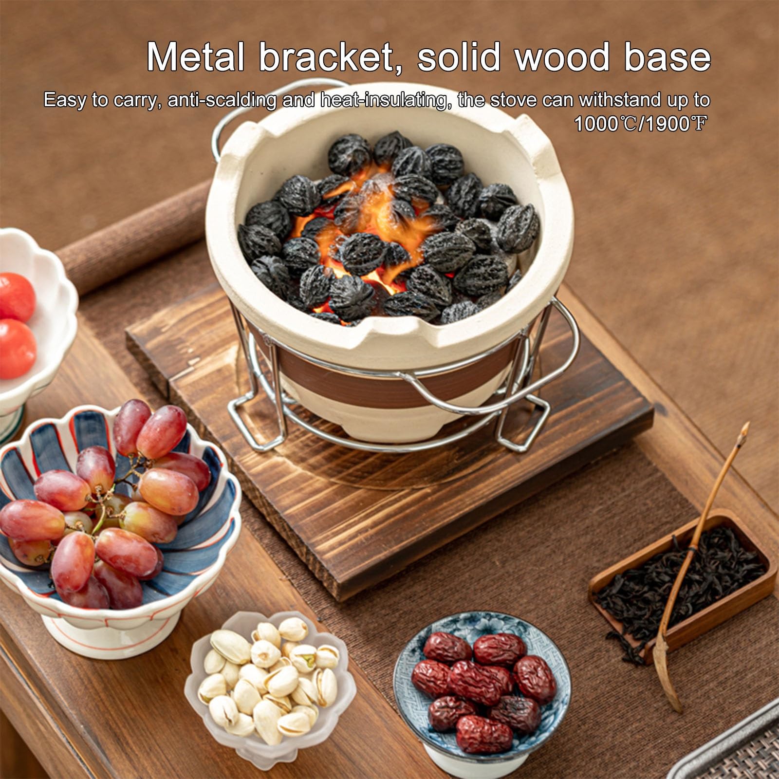 Barbecue Portable au Charbon de Bois pour Cuisiner en Plein air et préparer du thé | Accessoires Inclus | Grande Taille idéale pour Les réunions et Le Camping