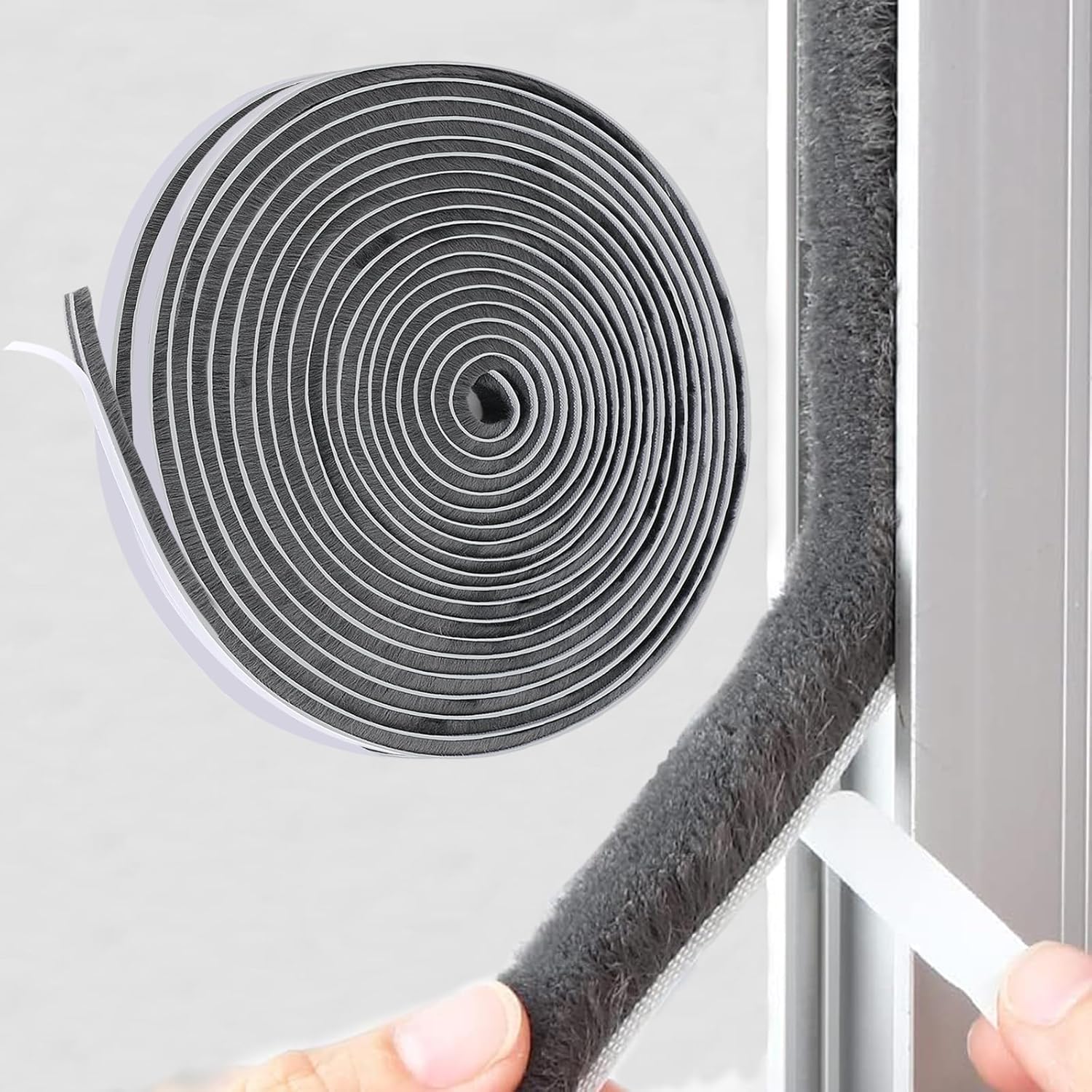 33.3FT Self-Adhesive Weather Stripping Seal for Door Frames and Sliding Windows, Weatherstripping for Soundproofing, Dustproof, Window Insulation for Winter, 0.35'' Wide x 0.9'' Thick, Grey