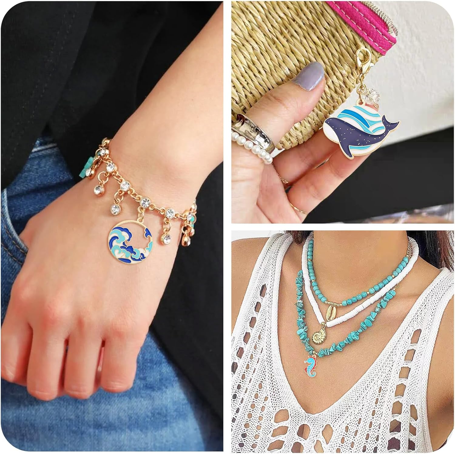 Alloy Ocean Theme Charms Pendants Colorful Sea Animal Enamel Charms Cute Marine Life Dangle Charm for DIY Bracelet Necklace Keychain Jewelry Making - Image 5