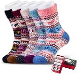 ICEIVY Womens Socks Wool Vintage Thick Fuzzy Multicolor-fs-dm-k in Multicolor-fs-dm-k
