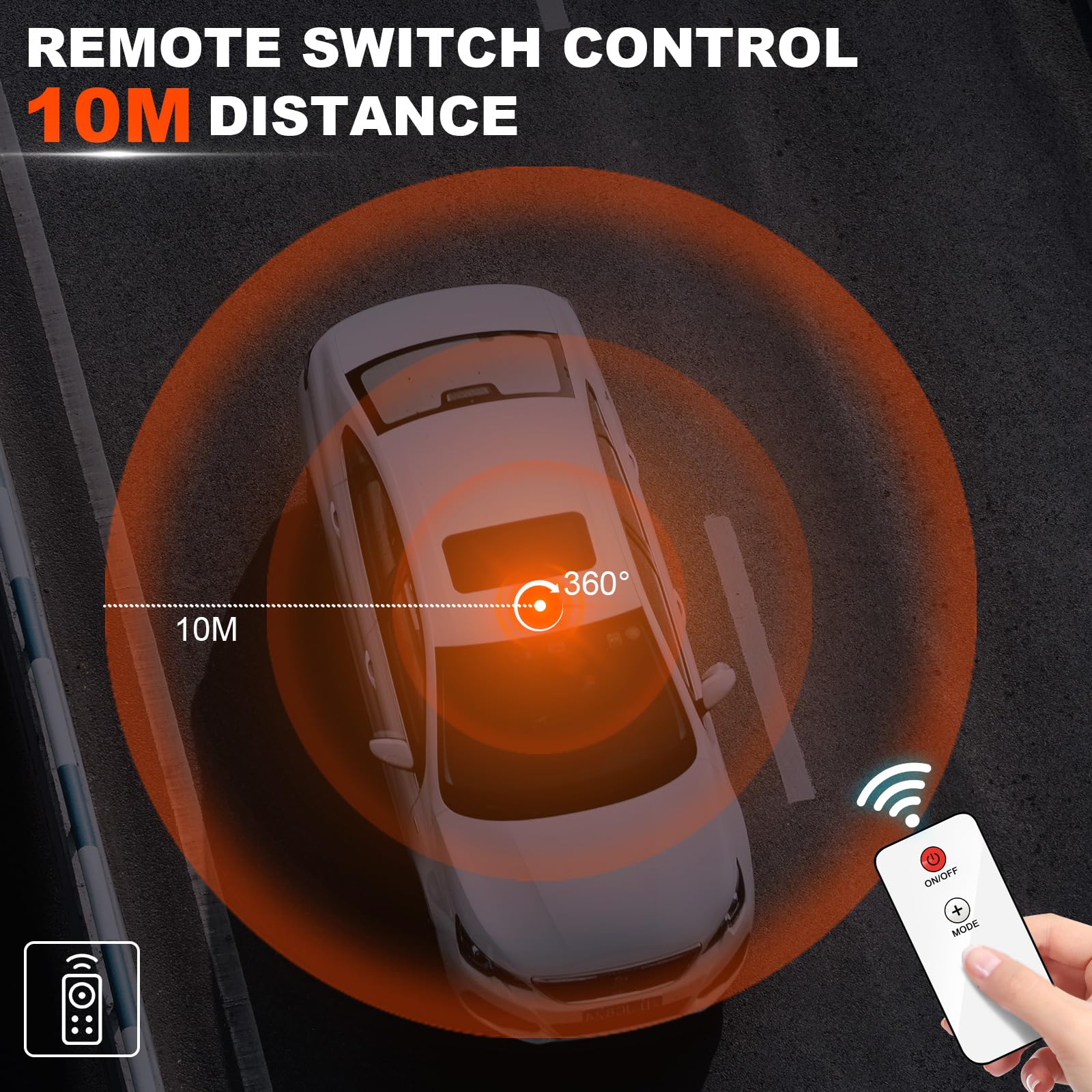 antom Rotativo Luz LED estroboscópica inalámbrico Con mando a distancia 12V-24V orange Luz de emergencia de magnético con tractores, carros de golf, UTV