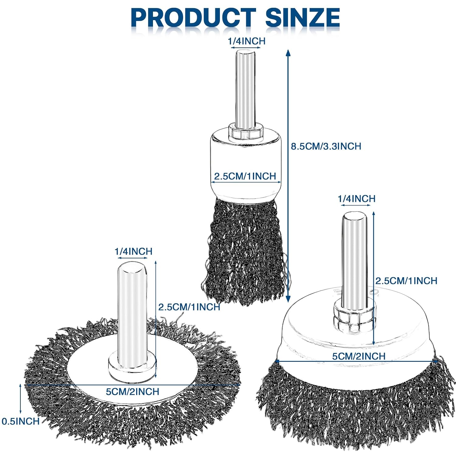 15 Pieces Wire Brushes, 2 Inch Wire Wheel for Drill, Copper Plating Wire Polishing Wheel Kits for Rotary Tools (1/4 Inch Mandrel) image 3