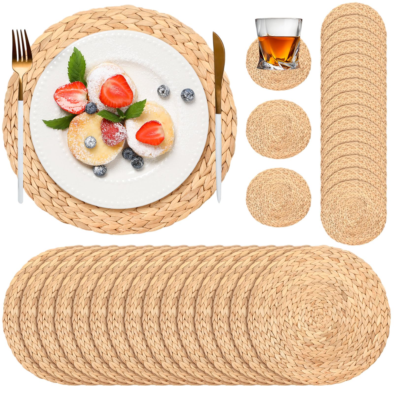 Sets de table et dessous de verre jetables en papier tissé rustique pour table x200