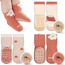 Simpeak Baby Non-Slip Socks, 3 Pairs of Non-Slip Socks for Girls and Boys, Cotton Socks, Baby Socks 1-3 Years