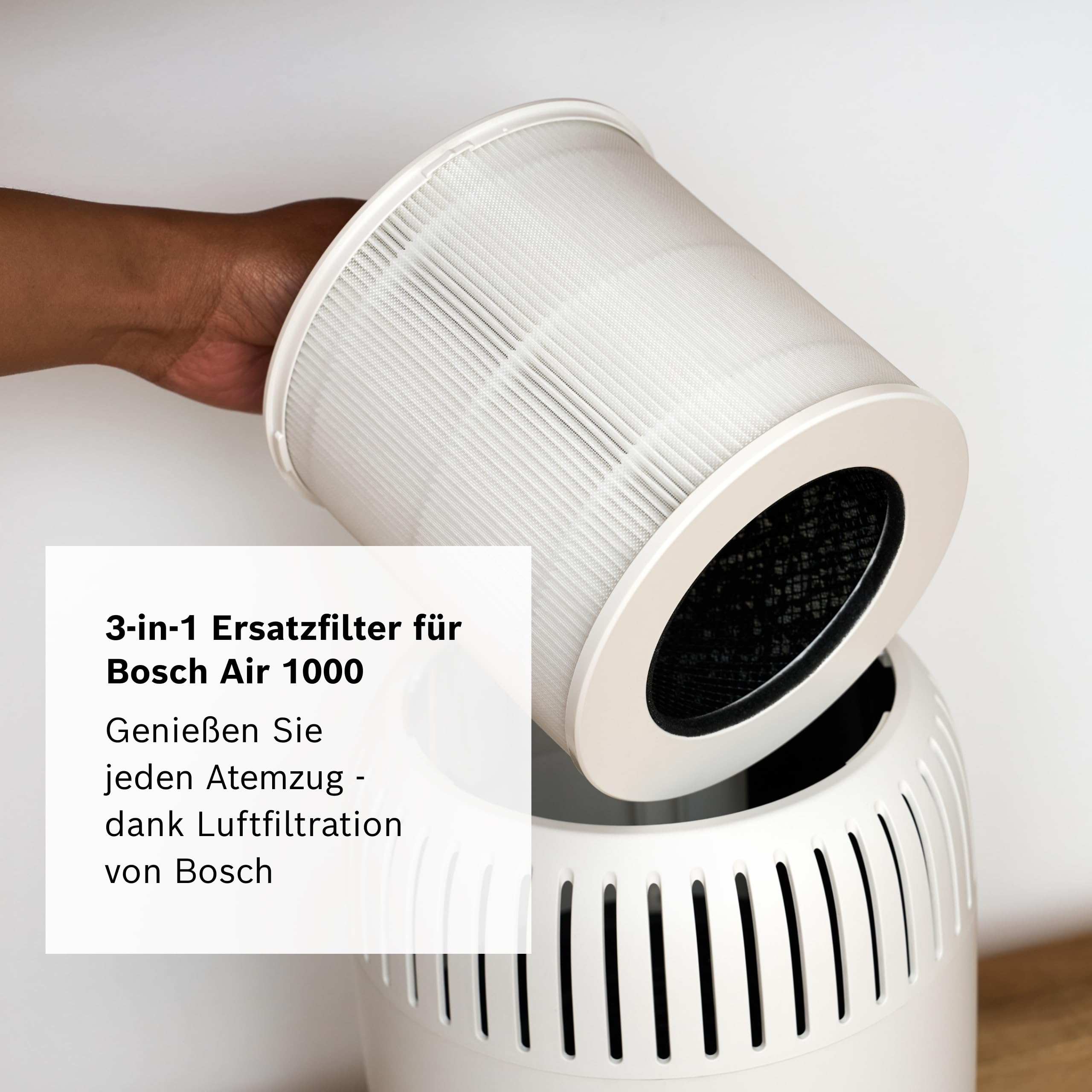 Bosch Original Air 1000 Filter für Luftreiniger - Ersatzfilter mit HEPA Filterschicht - 3-in-1, mit Aktivkohlefilter - Gegen Staub, feine Partikel und Gerüche in der Luft