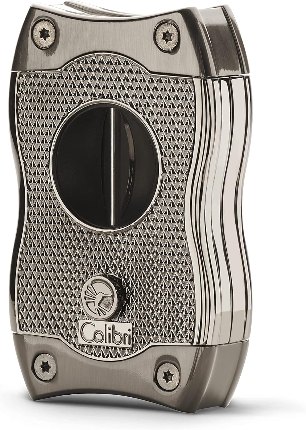 Colibri Premium SV-Cut 2 in 1 Cigar Cutter - Ergonomic Stainless Steel V-Cut and Straight Cut Style Spring-Loaded Blade, Ideal for up to 60+ Ring Gauge - Gift for Cigar Enthusiasts (Gunmetal)