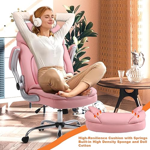 Miniatura 3 de Comermax Sillas de oficina ejecutivas ergonómicas con soporte lumbar ajustable, silla de gestión mecedora de 90-120, sillas de escritorio giratorias