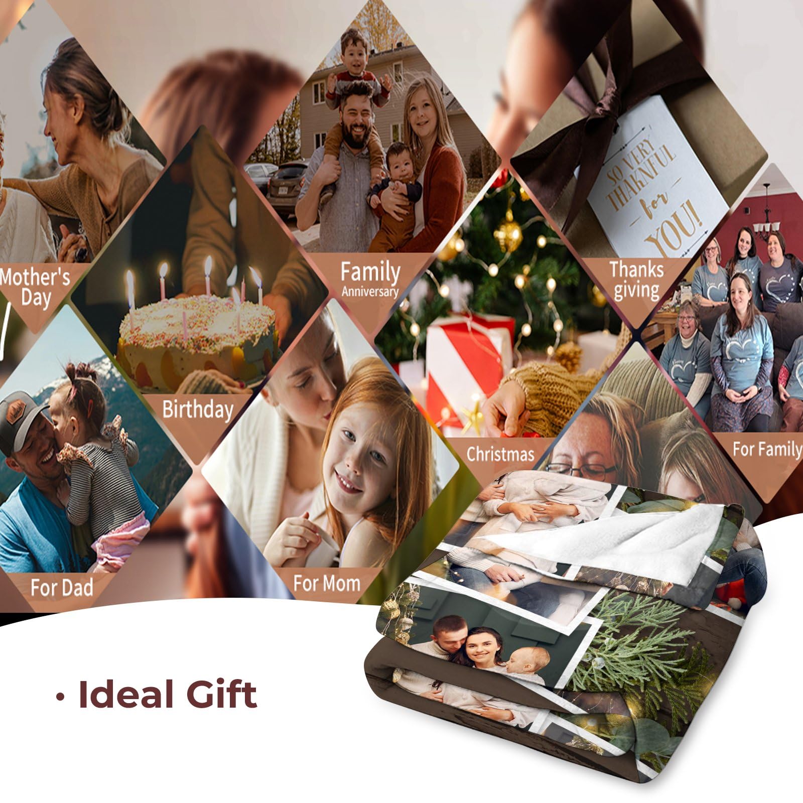Niestandardowy koc bożonarodzeniowy z tekstem zdjęć dla babci, spersonalizowany koc do rzucania obrazu, Boże Narodzenie, Dzień Matki, prezenty urodzinowe dla babci od wnuków