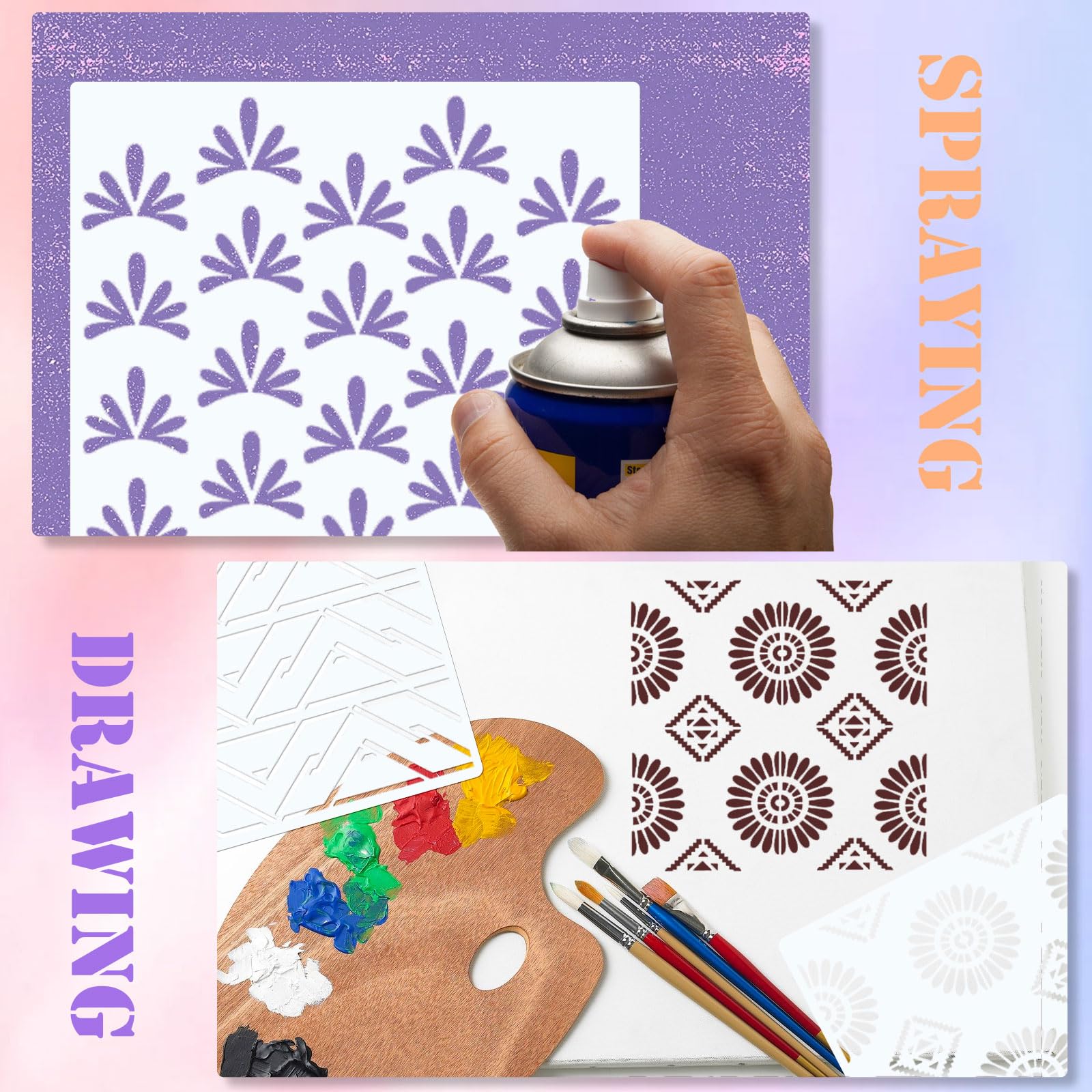 Stencil Mandala 16 Pezzi - Modelli Per Pittura Fai Da Te E Decorazioni - Foto 4