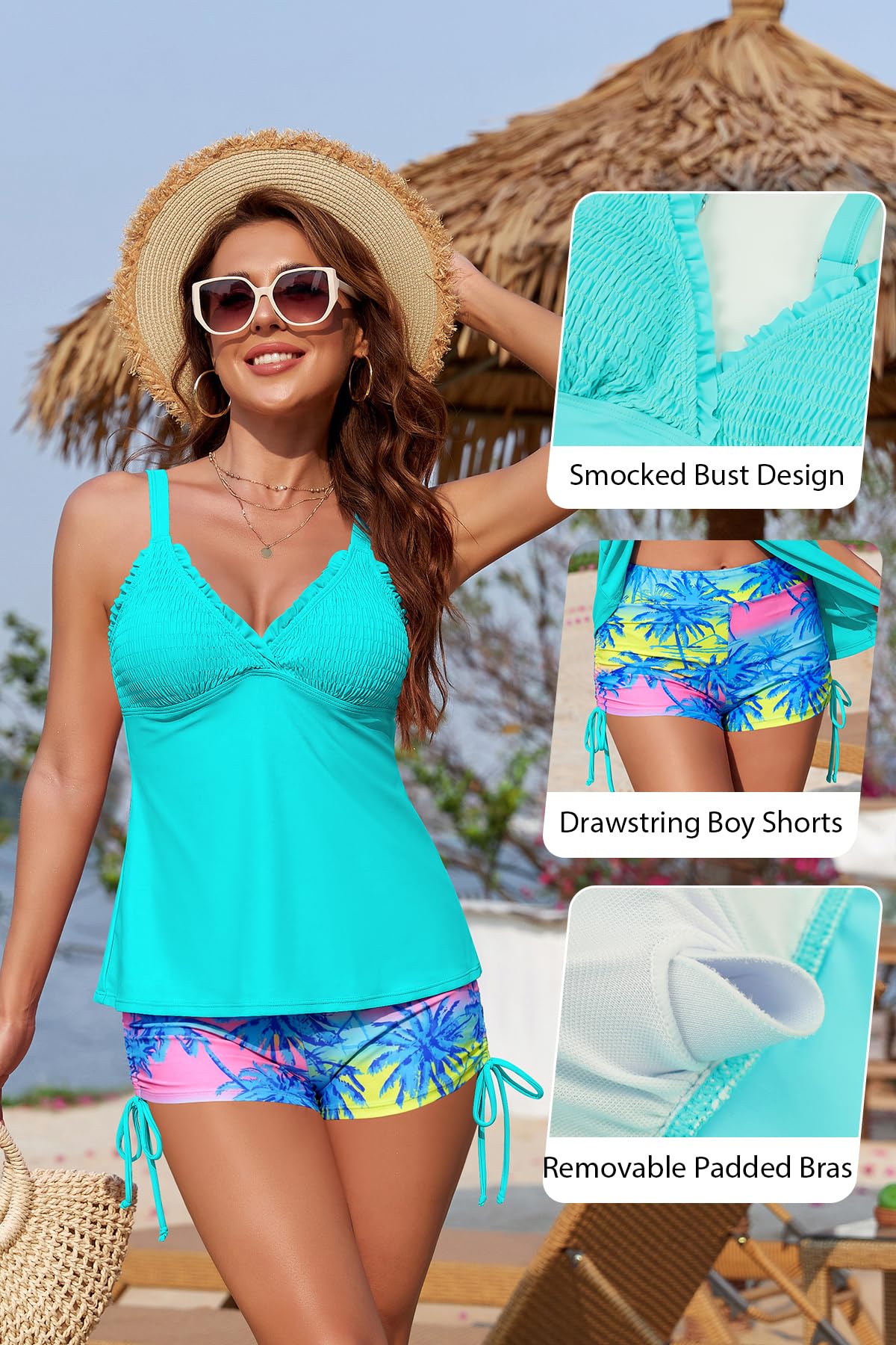 SHEKINI Costume da bagno da donna con scollo a V, senza schiena, in due pezzi, con scollo a V, taglie S-XXL