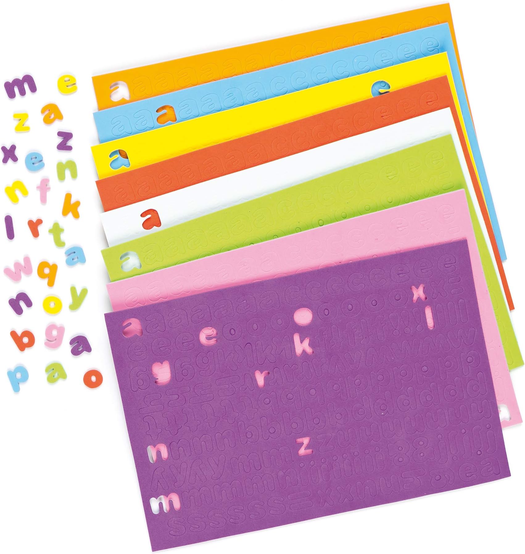 Baker Ross Self Adhesive Foam Lower Case Letters Alphabet Stickers 1100 (Per Pack) - Craft Kit - Foam Letter Stickers - Kid