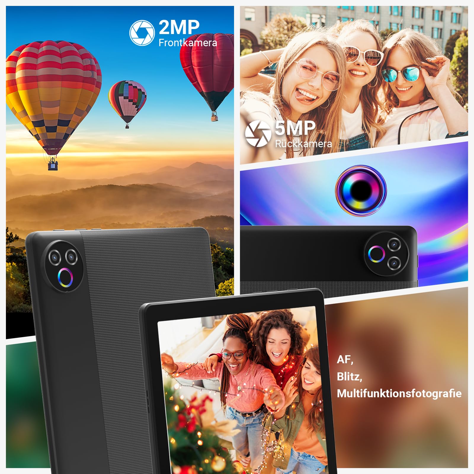 Tablet 10 Zoll, Android 16 Tablet mit 24GB RAM (4+20), 64GB ROM + 1TB TF, 800×1280 IPS Display, Octa-Core Prozessor, Dual Kamera, 6000mAh Akku, WiFi 6, Bluetooth 5.4, Schwarz