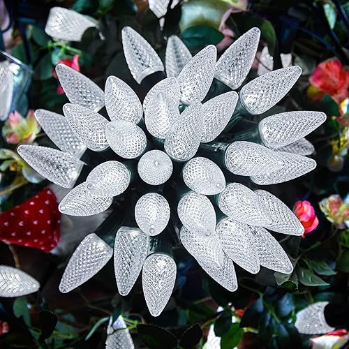 Minetom Luces LED C9 comerciales de Navidad al aire libre de 150 pies de alta resistencia conectables con certificación UL blanco puro C9 luces para