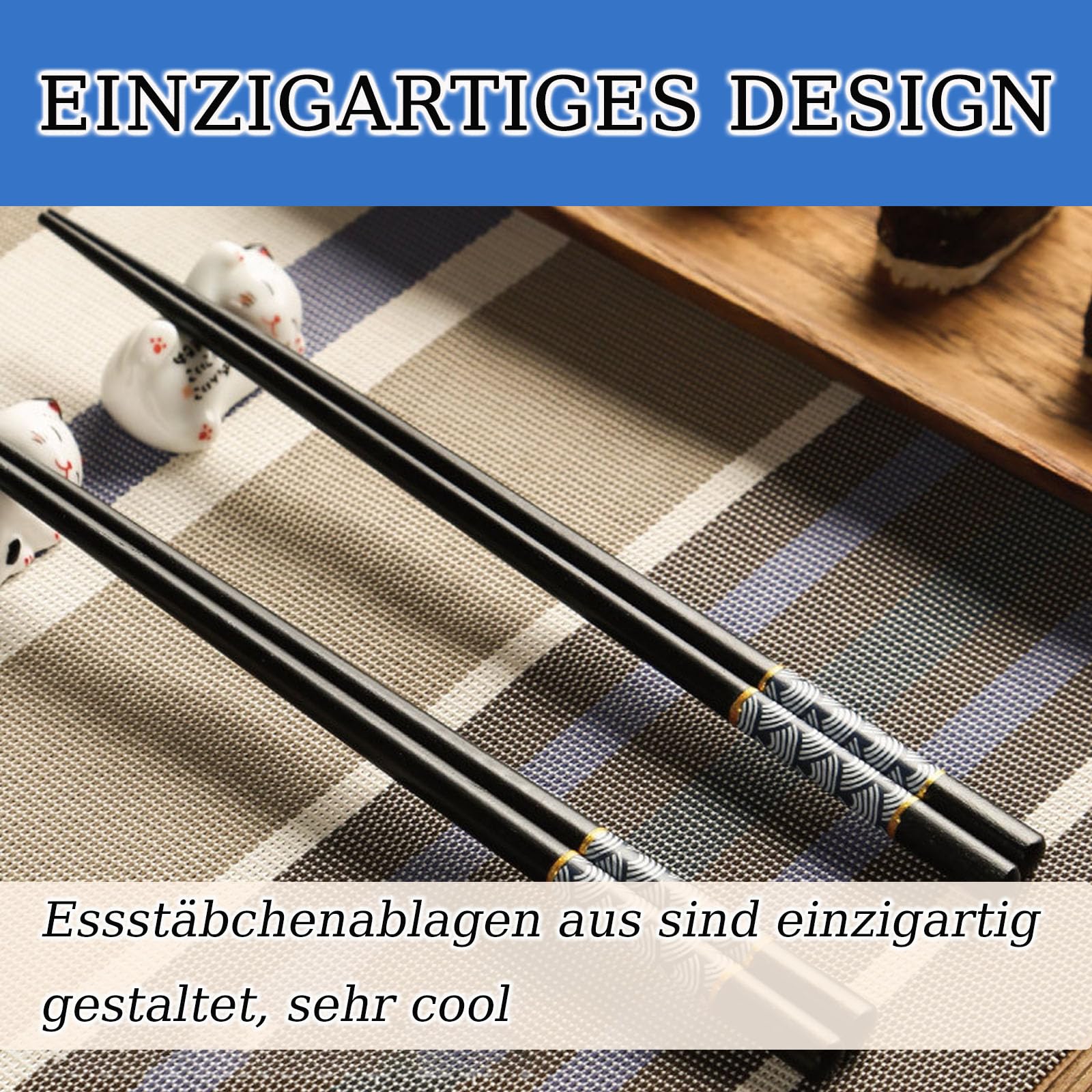 Kenpal Wiederverwendbare Holz-Essstäbchen Im Geschenk-Set – 2er Pack Mit Ablage, Spülmaschinenfest Für Sushi & Mehr