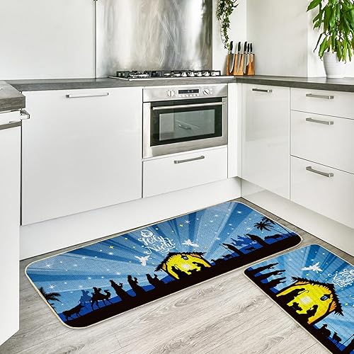 Miniatura 7 de AnyDesign - 2 tapetes de cocina de Pascua, antideslizantes, para decoración de Pascua, invierno, decoración del hogar