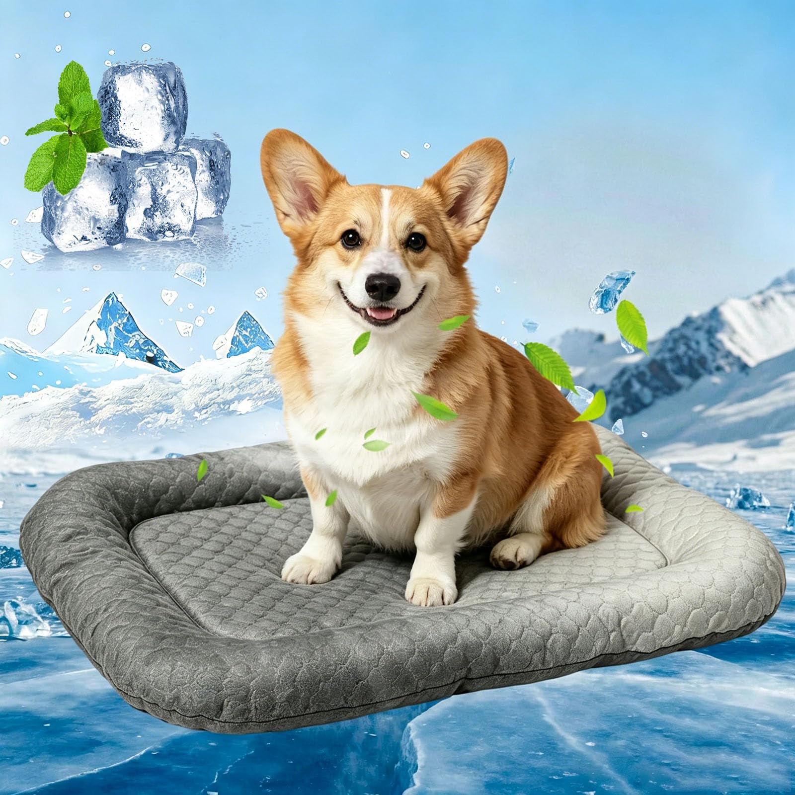 Qosigote Cooling Gel Mat For Pets, Cat Cooling Mat-Summer Heat Relief Pad Breathable Cool Pad For Cats Dogs, Perfect For Floors, Sofas, Crates, And Car Trips (Gris,S 30 * 40)