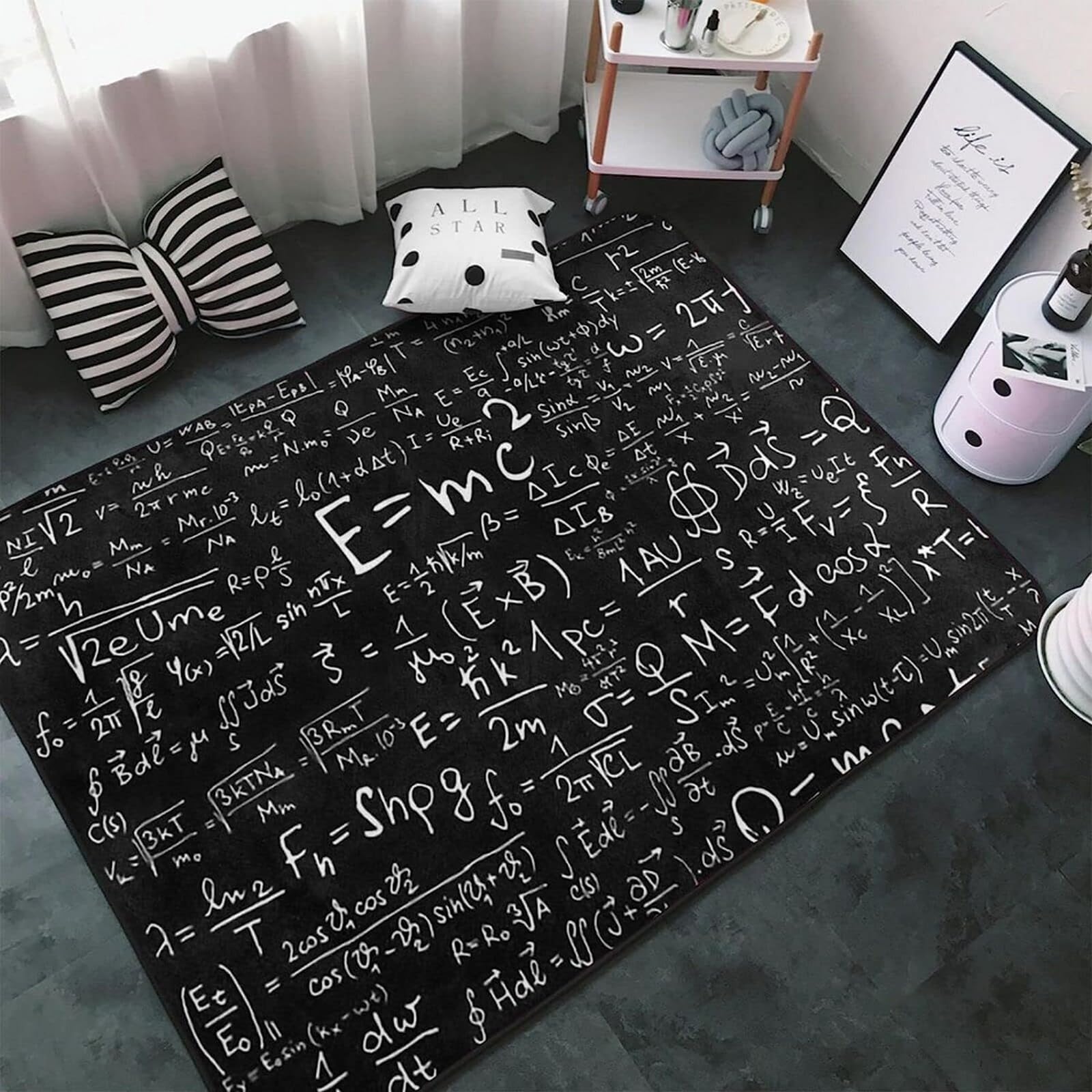 Tapis de salon formules de physique 3D pour décorer la chambre d'enfant