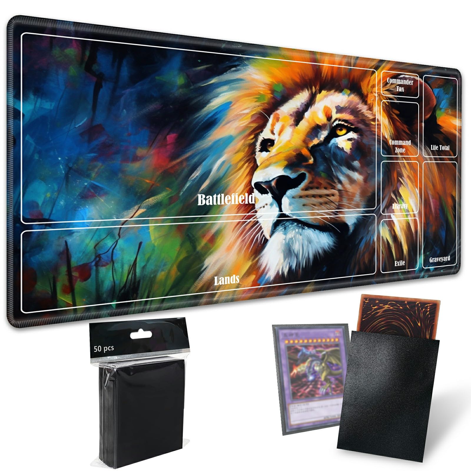 Ecally Kartenspielmatten, 4 Stück, 61 X 35,6 Cm – Rutschfeste TCG Playmats In Rot & Schwarz